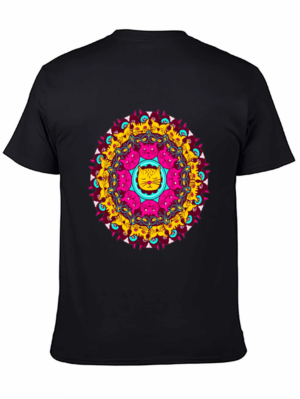 Cat Mandala Graphic Tee - Unique Design