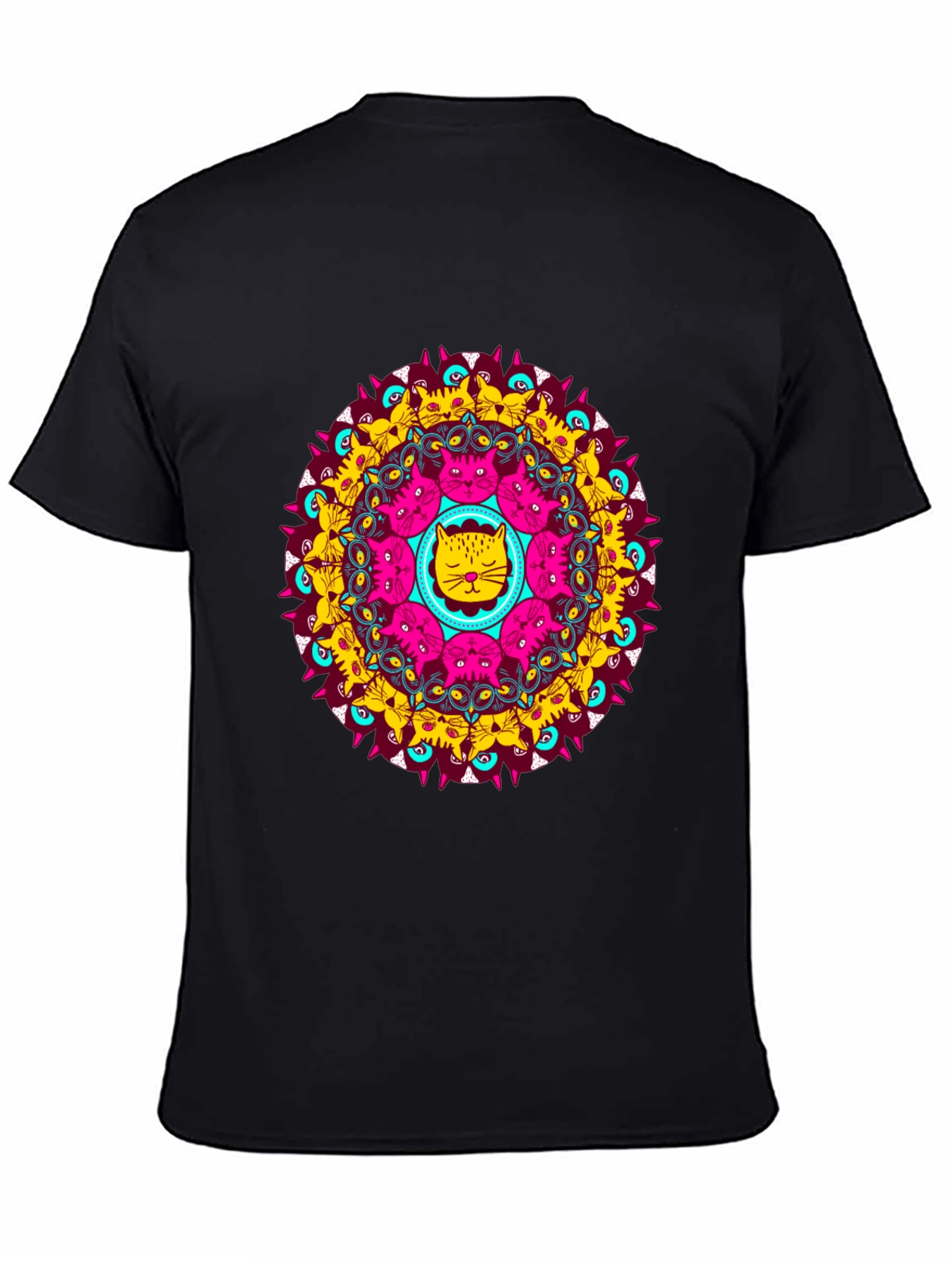 Cat Mandala Graphic Tee - Unique Design