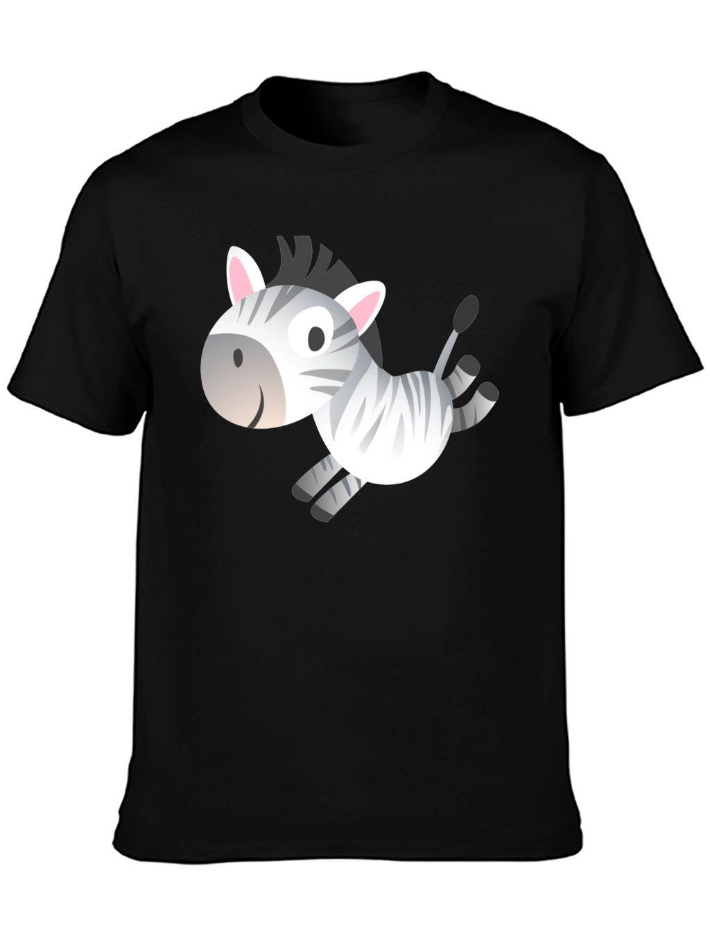 Zebra Cartoon Graphic Black T-Shirt