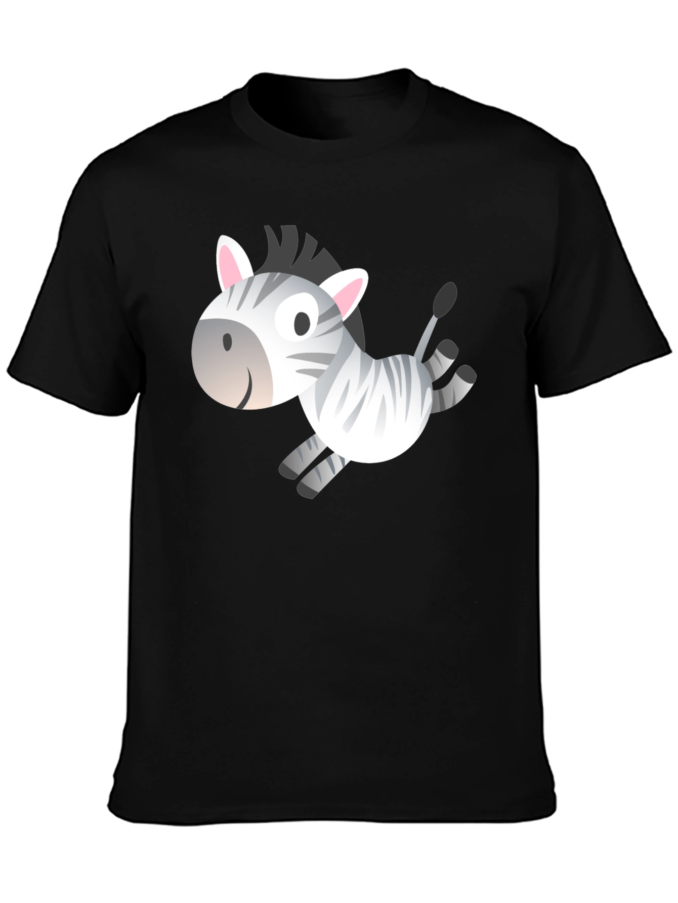 Zebra Cartoon Graphic Black T-Shirt