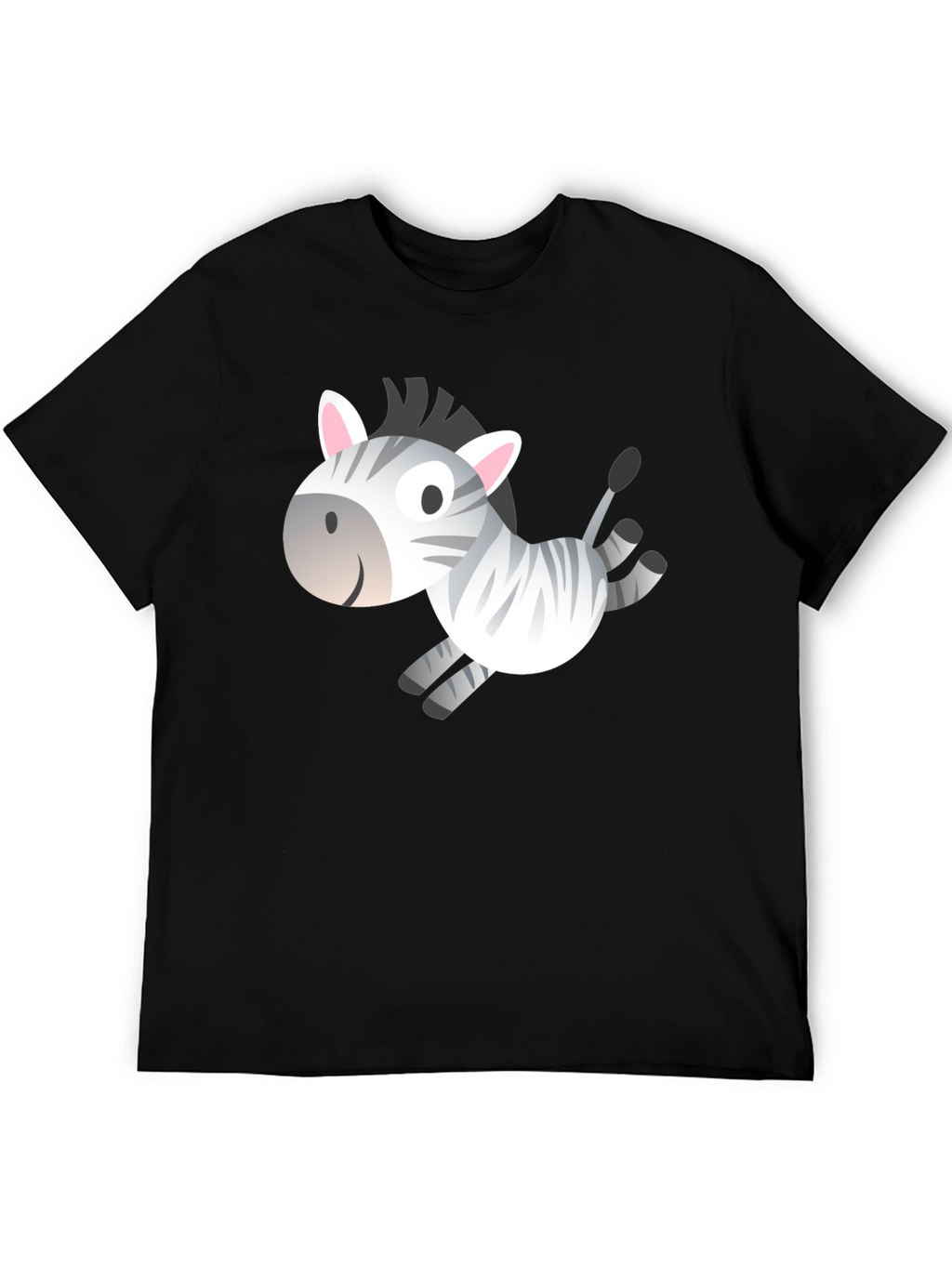 Zebra Cartoon Graphic Black T-Shirt