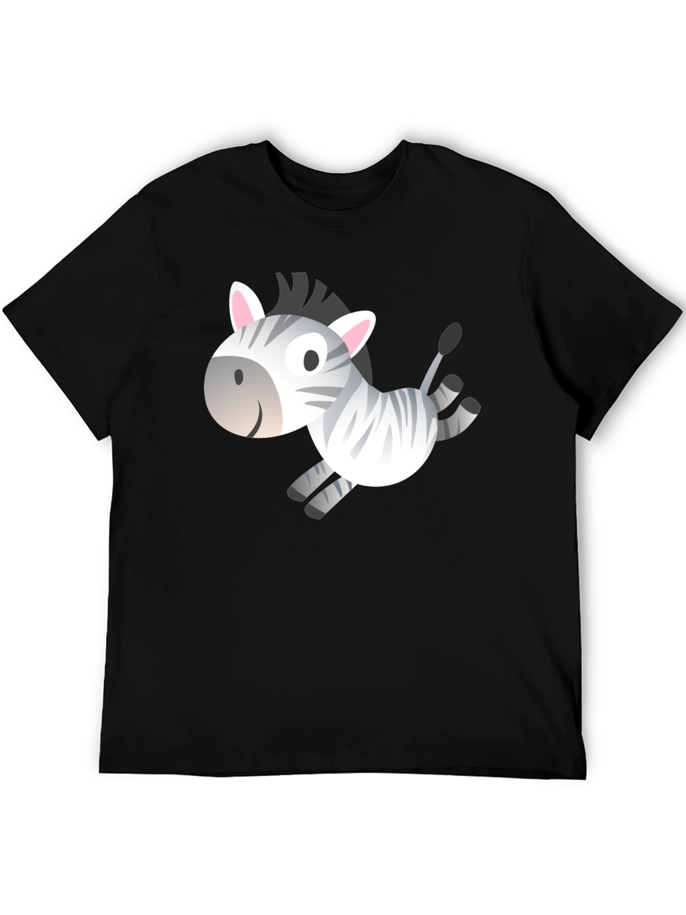 Zebra Cartoon Graphic Black T-Shirt