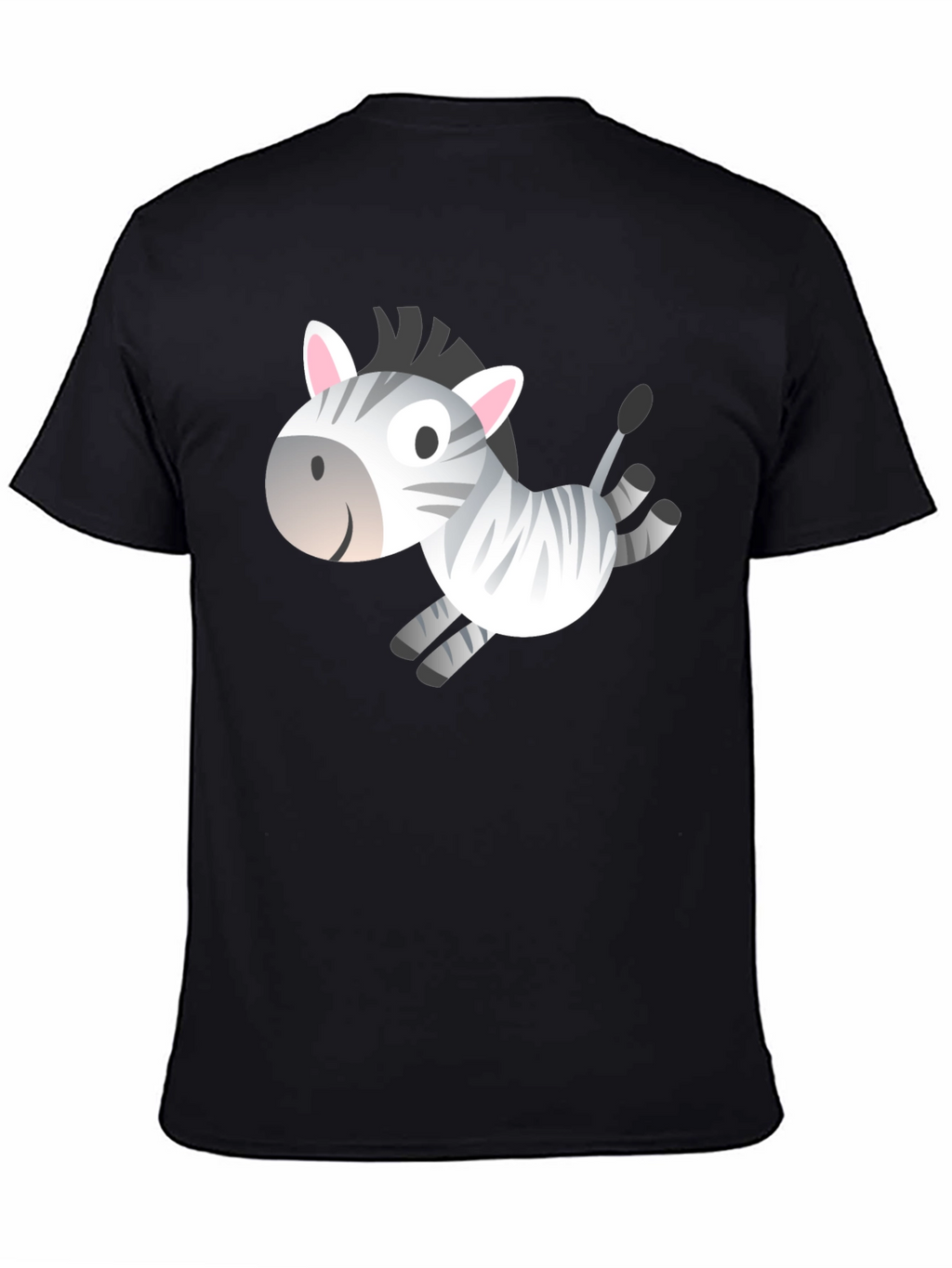 Zebra Cartoon Graphic Black T-Shirt