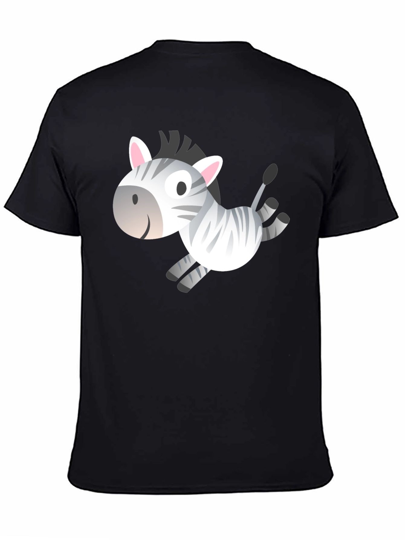 Zebra Cartoon Graphic Black T-Shirt