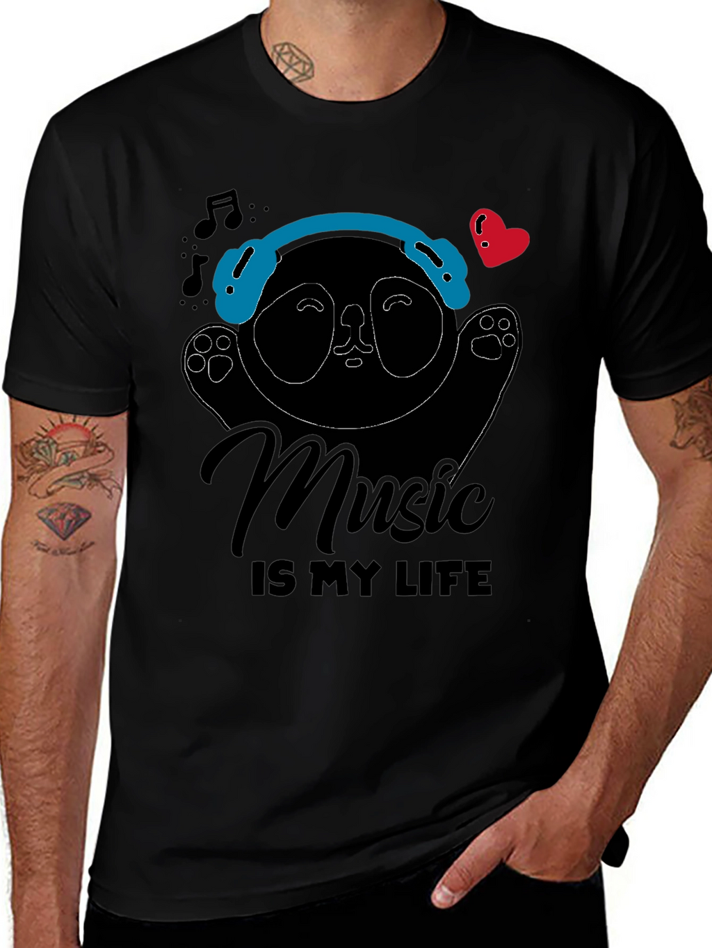 Music Panda Graphic Tee - Music is My Life