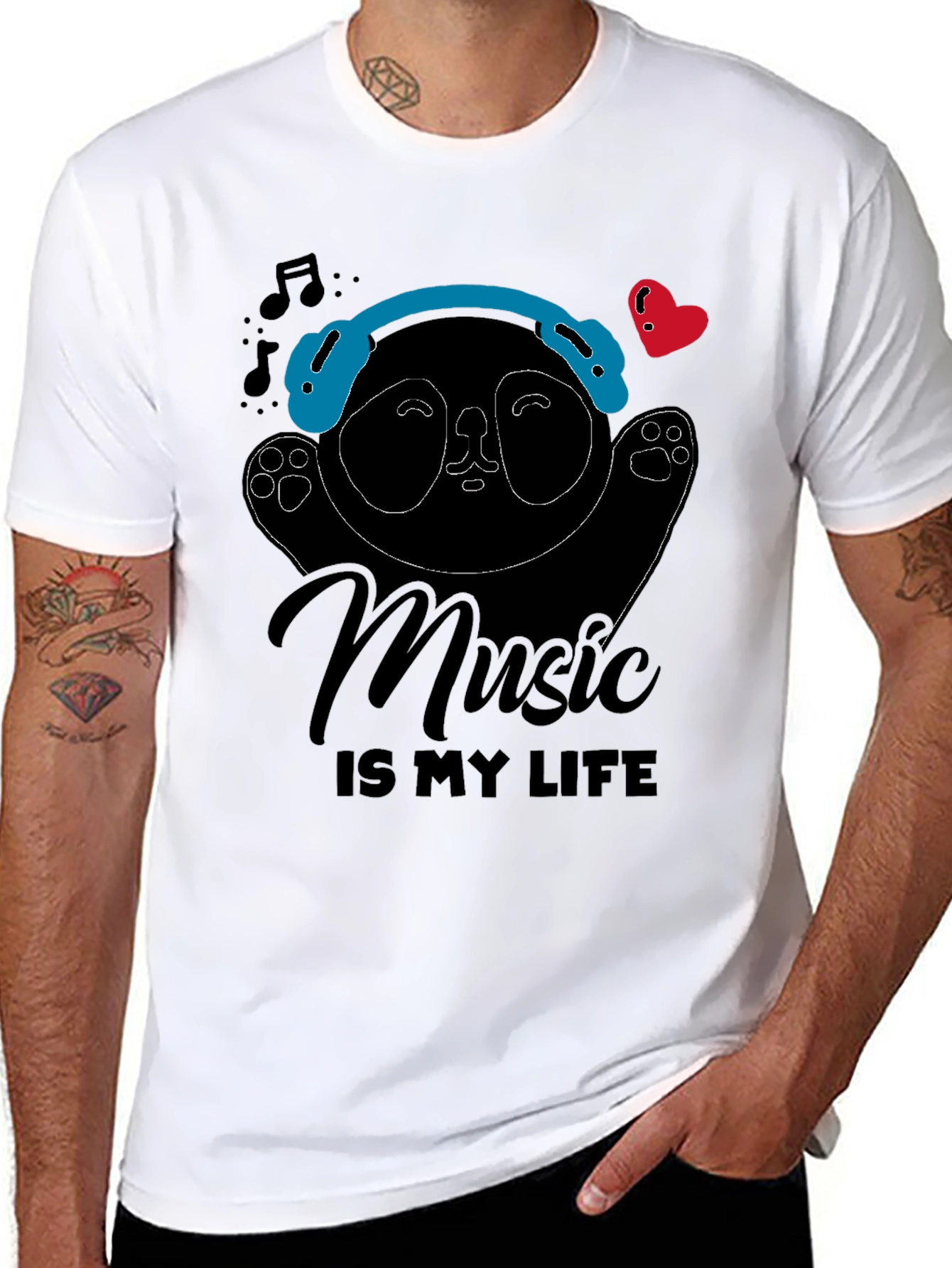 Music Panda Graphic Tee - Music is My Life