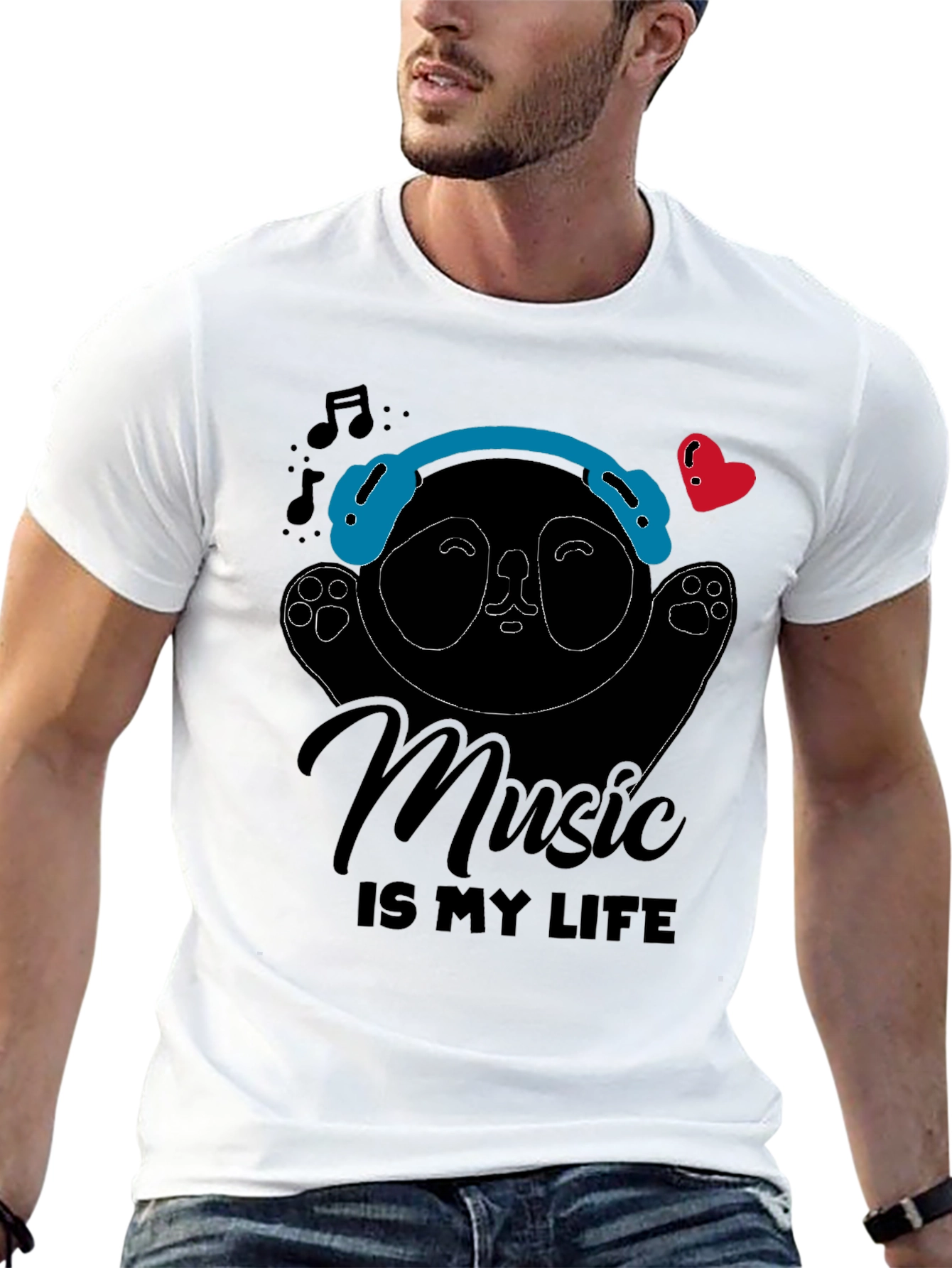 Music Panda Graphic Tee - Music is My Life