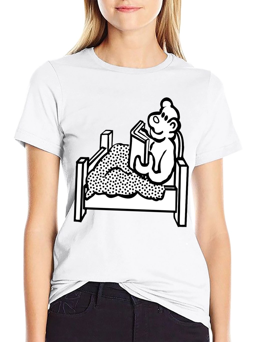 Reading Bear Graphic Tee - Black Unisex T-Shirt