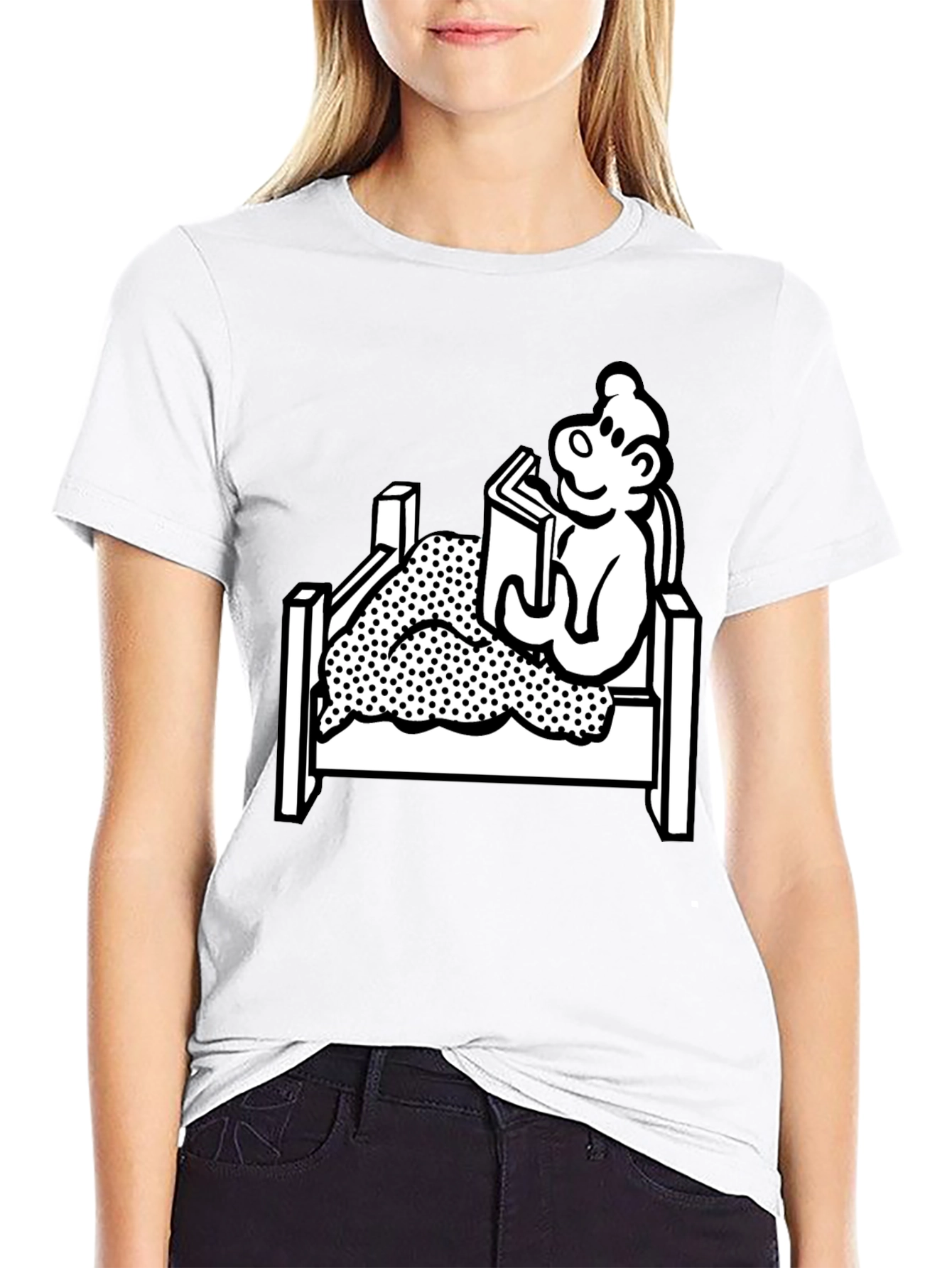Reading Bear Graphic Tee - Black Unisex T-Shirt
