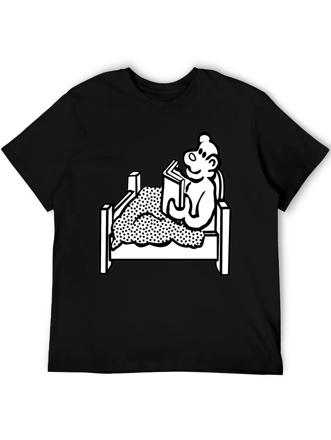 Reading Bear Graphic Tee - Black Unisex T-Shirt