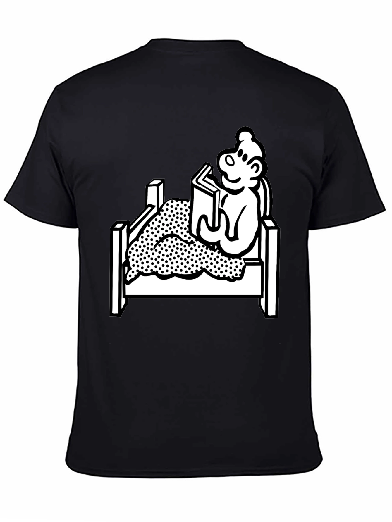 Reading Bear Graphic Tee - Black Unisex T-Shirt