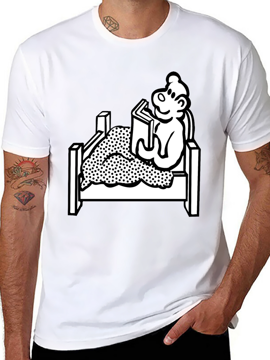 Reading Bear Graphic Tee - Black Unisex T-Shirt