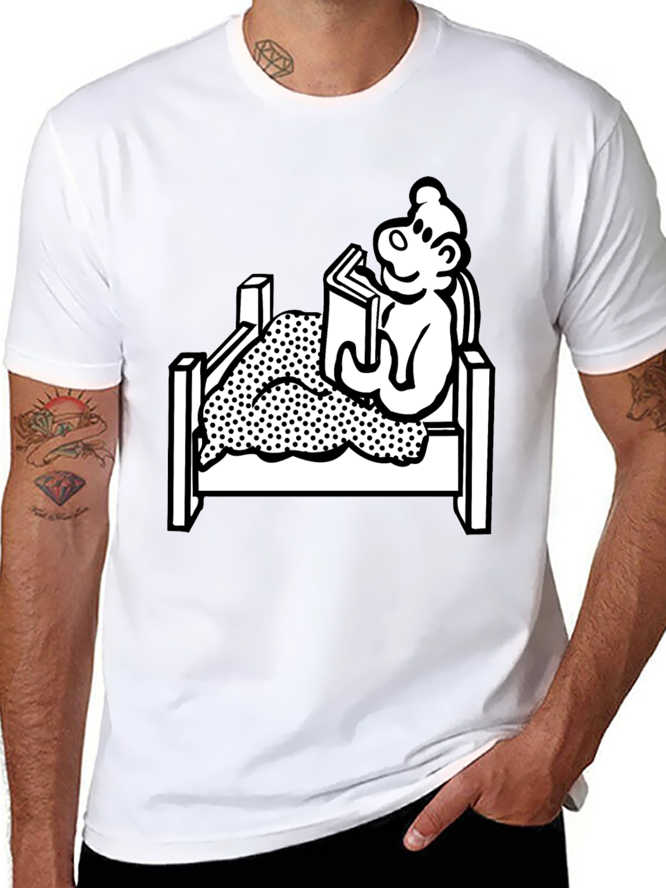 Reading Bear Graphic Tee - Black Unisex T-Shirt