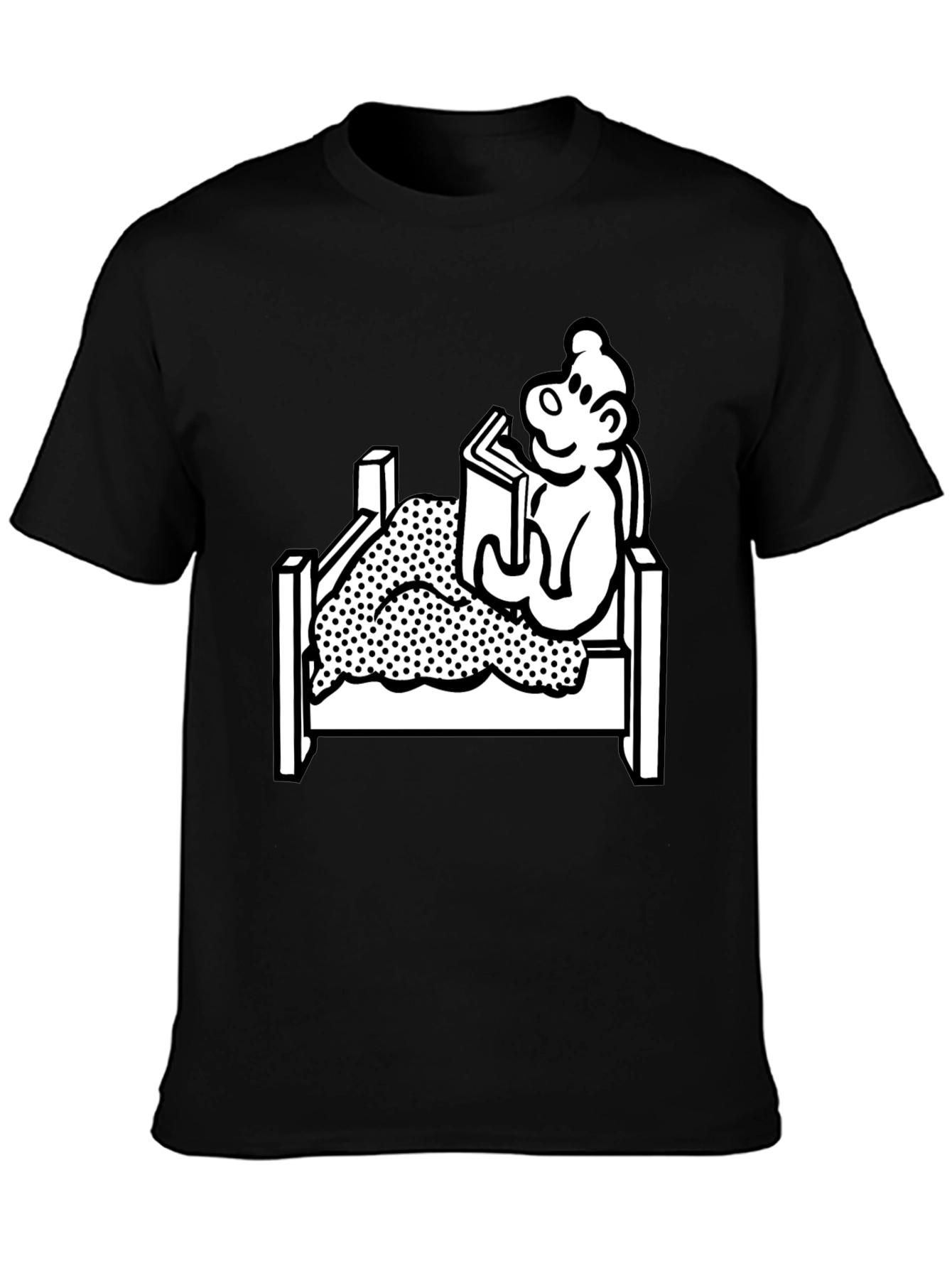 Reading Bear Graphic Tee - Black Unisex T-Shirt