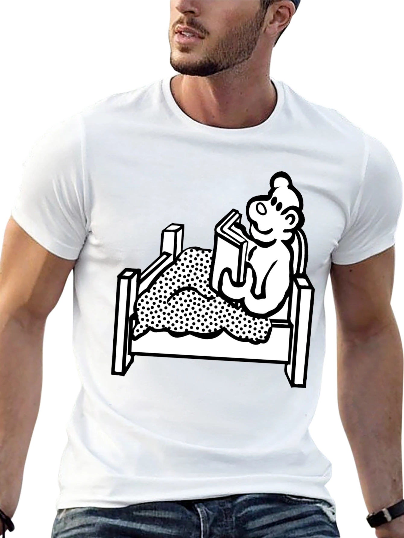 Reading Bear Graphic Tee - Black Unisex T-Shirt