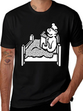 Reading Bear Graphic Tee - Black Unisex T-Shirt