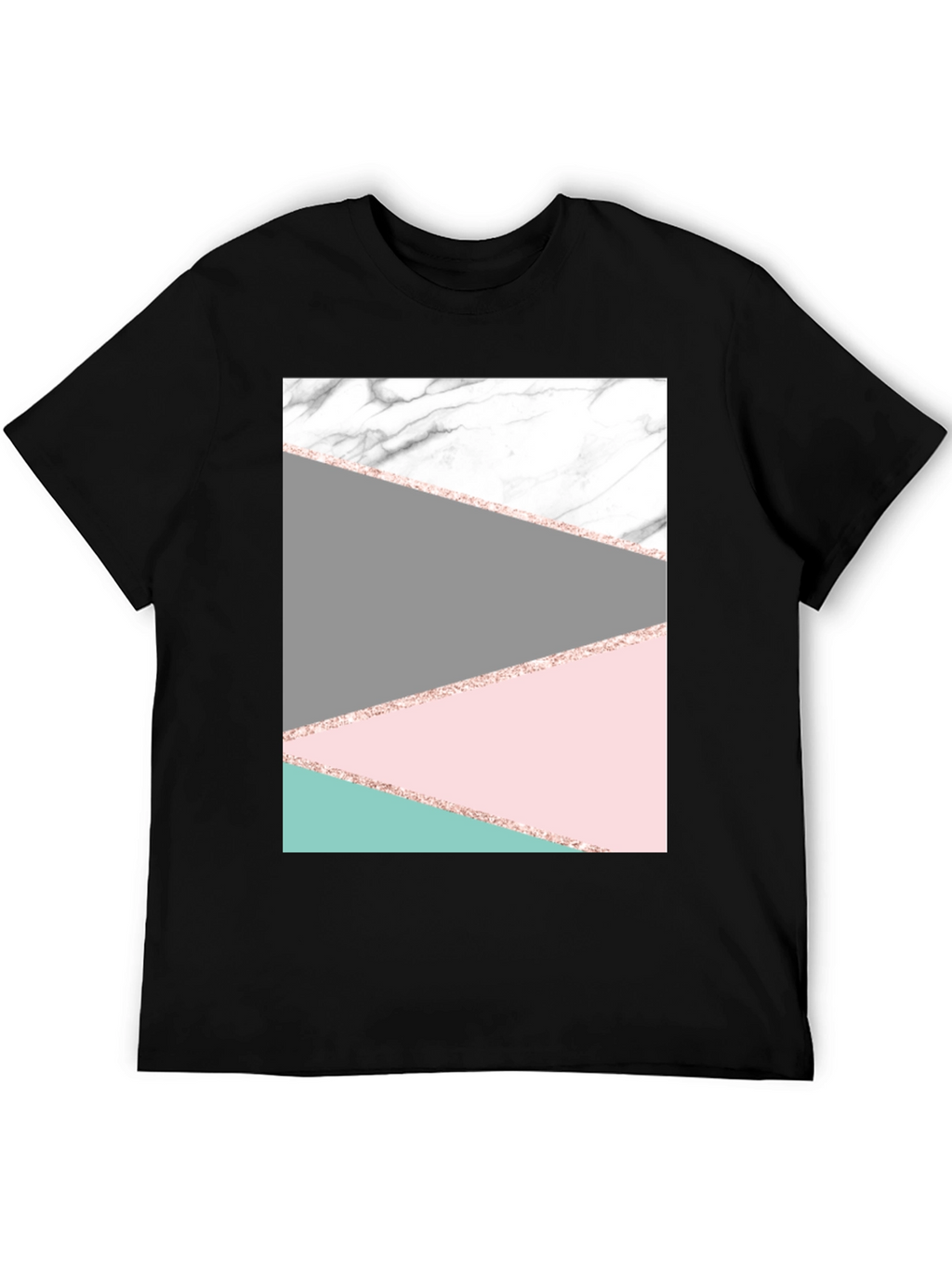 Modern Geometric Marble Graphic Tee - Black