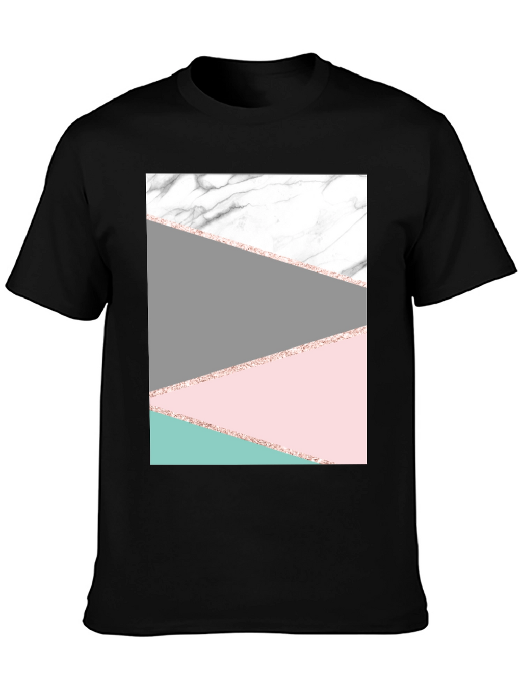 Modern Geometric Marble Graphic Tee - Black