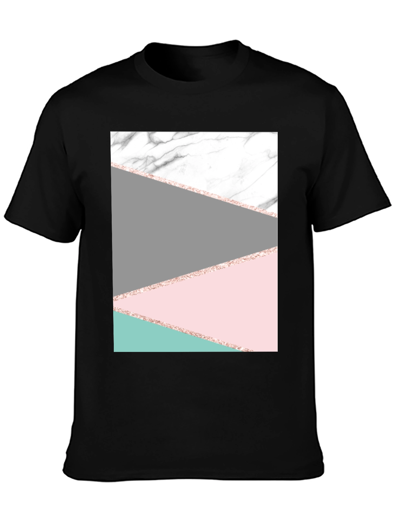Modern Geometric Marble Graphic Tee - Black