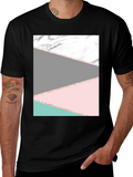 Modern Geometric Marble Graphic Tee - Black