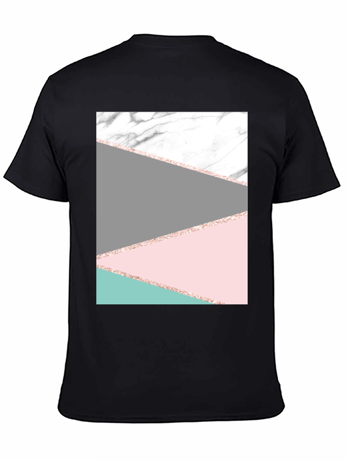 Modern Geometric Marble Graphic Tee - Black