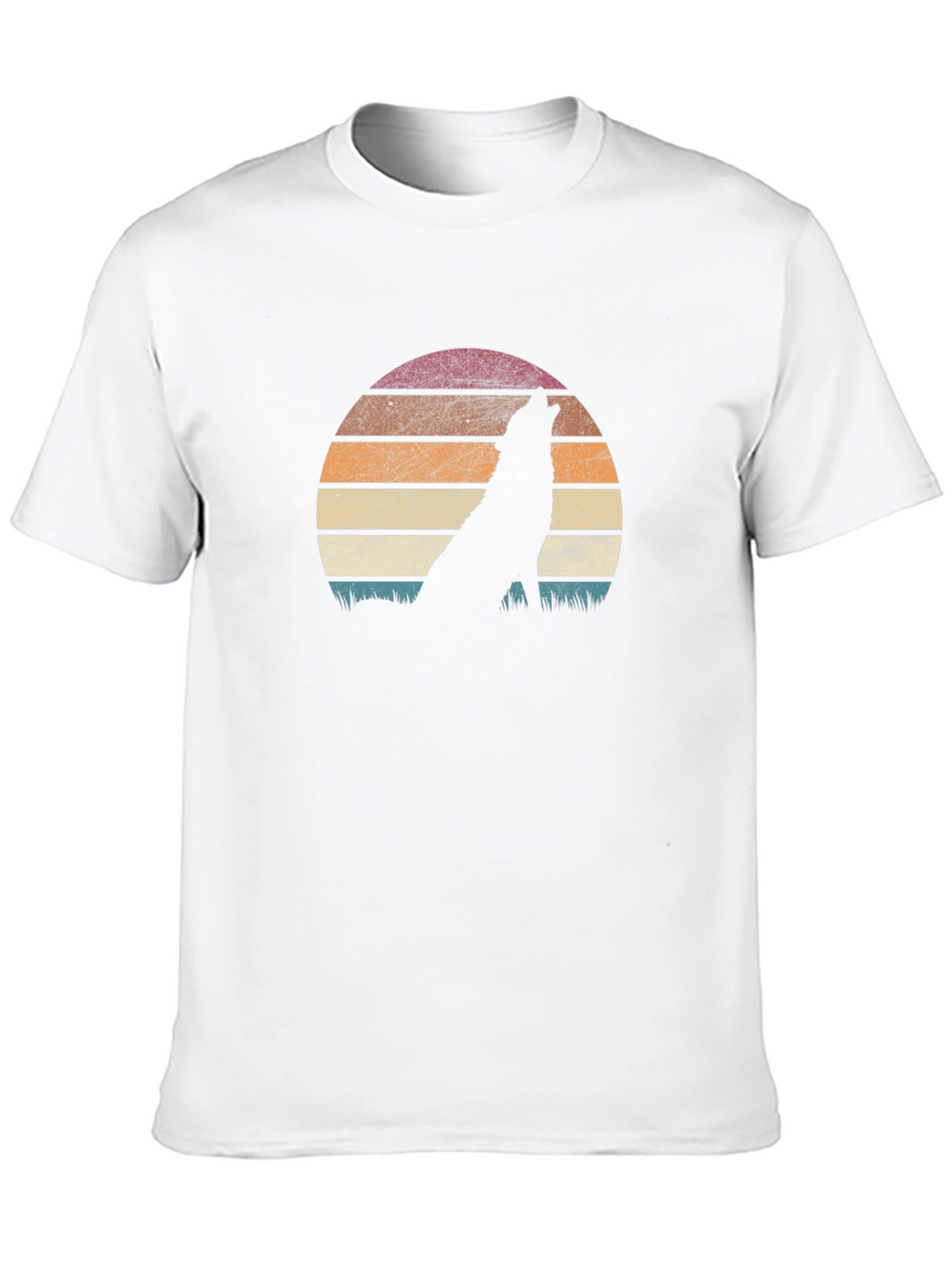 Retro Wolf Sunset Graphic T-Shirt - Black