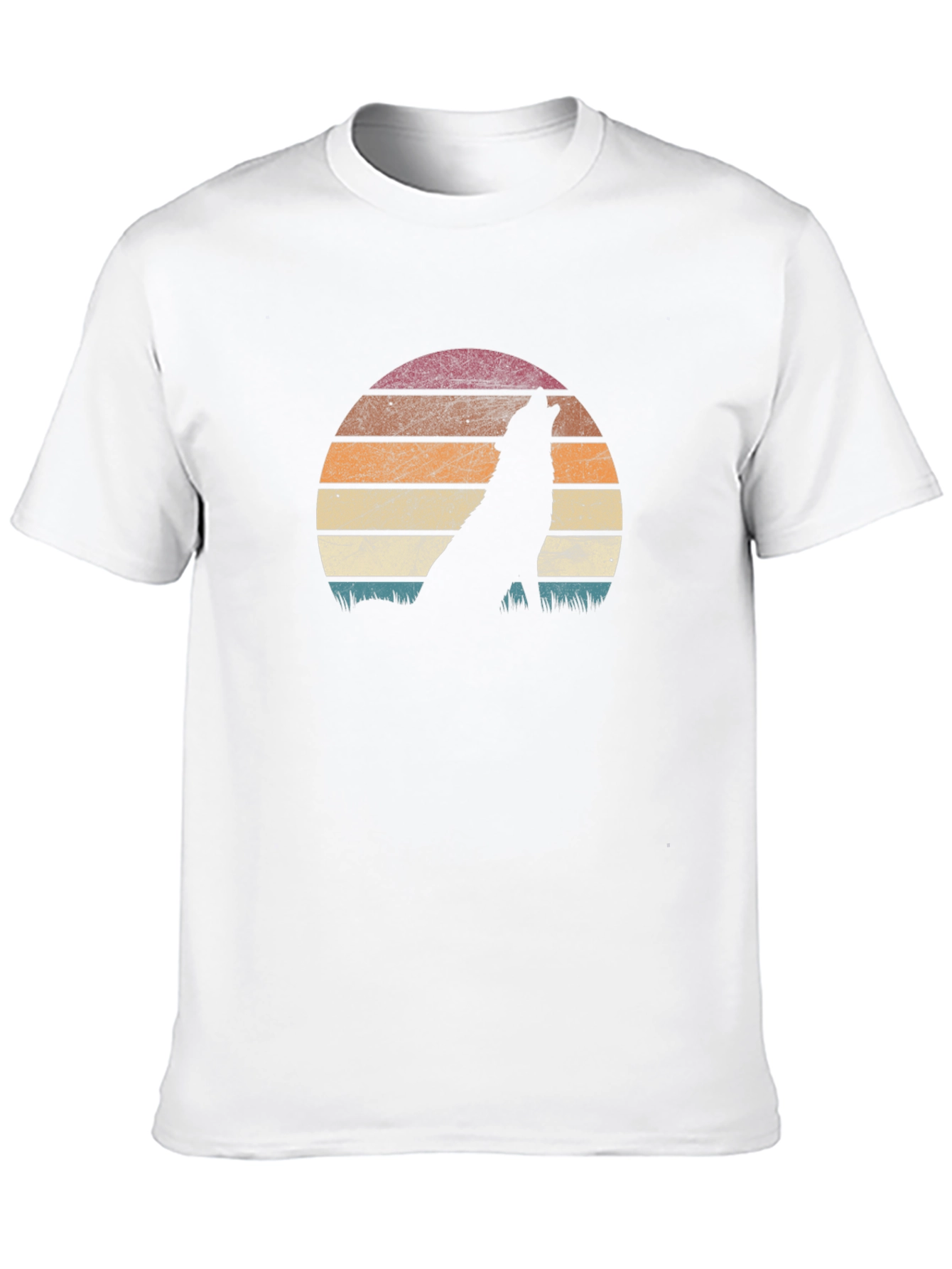 Retro Wolf Sunset Graphic T-Shirt - Black