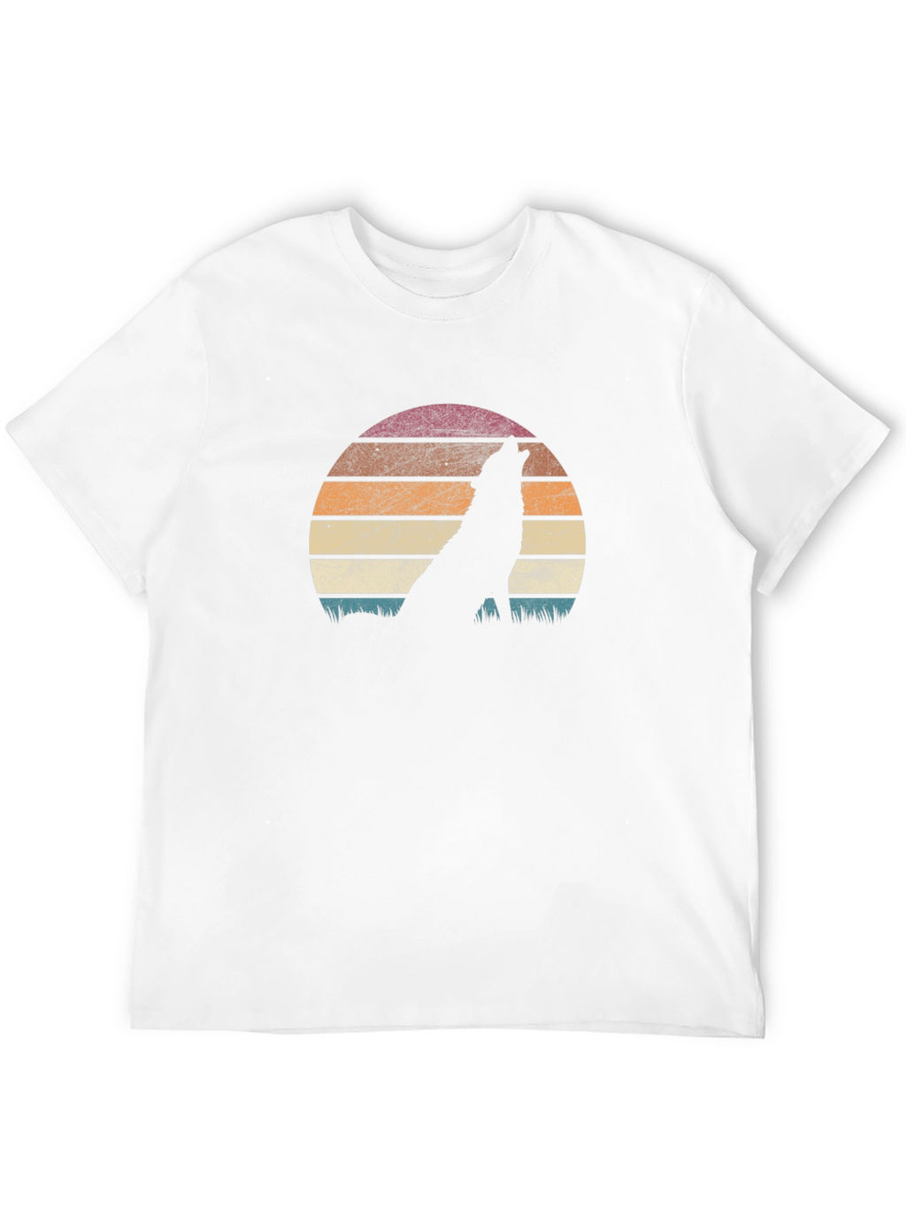 Retro Wolf Sunset Graphic T-Shirt - Black