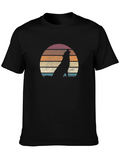 Retro Wolf Sunset Graphic T-Shirt - Black