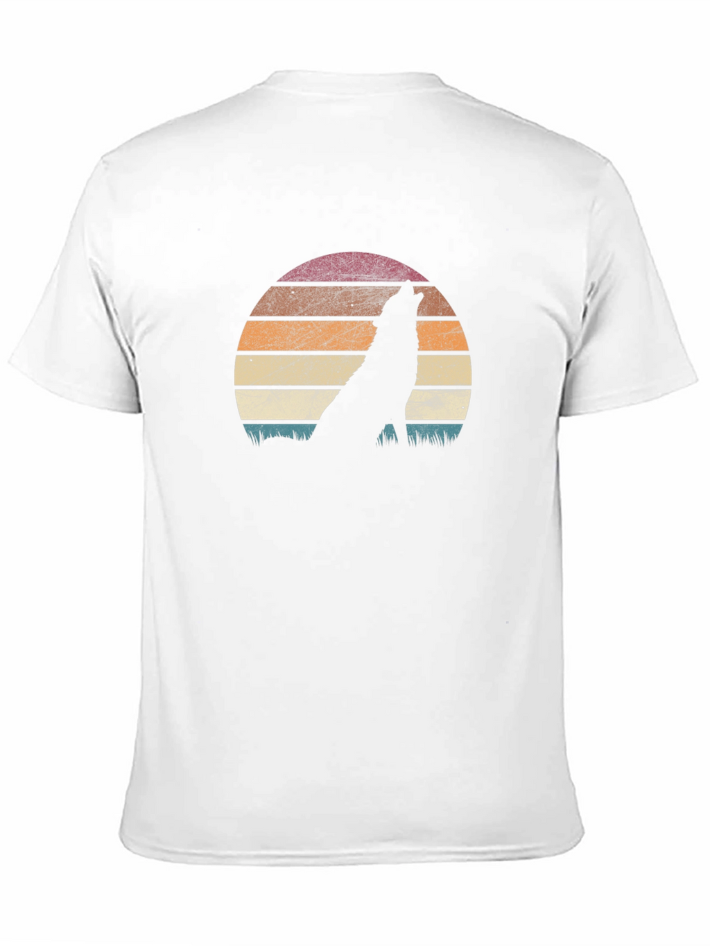 Retro Wolf Sunset Graphic T-Shirt - Black