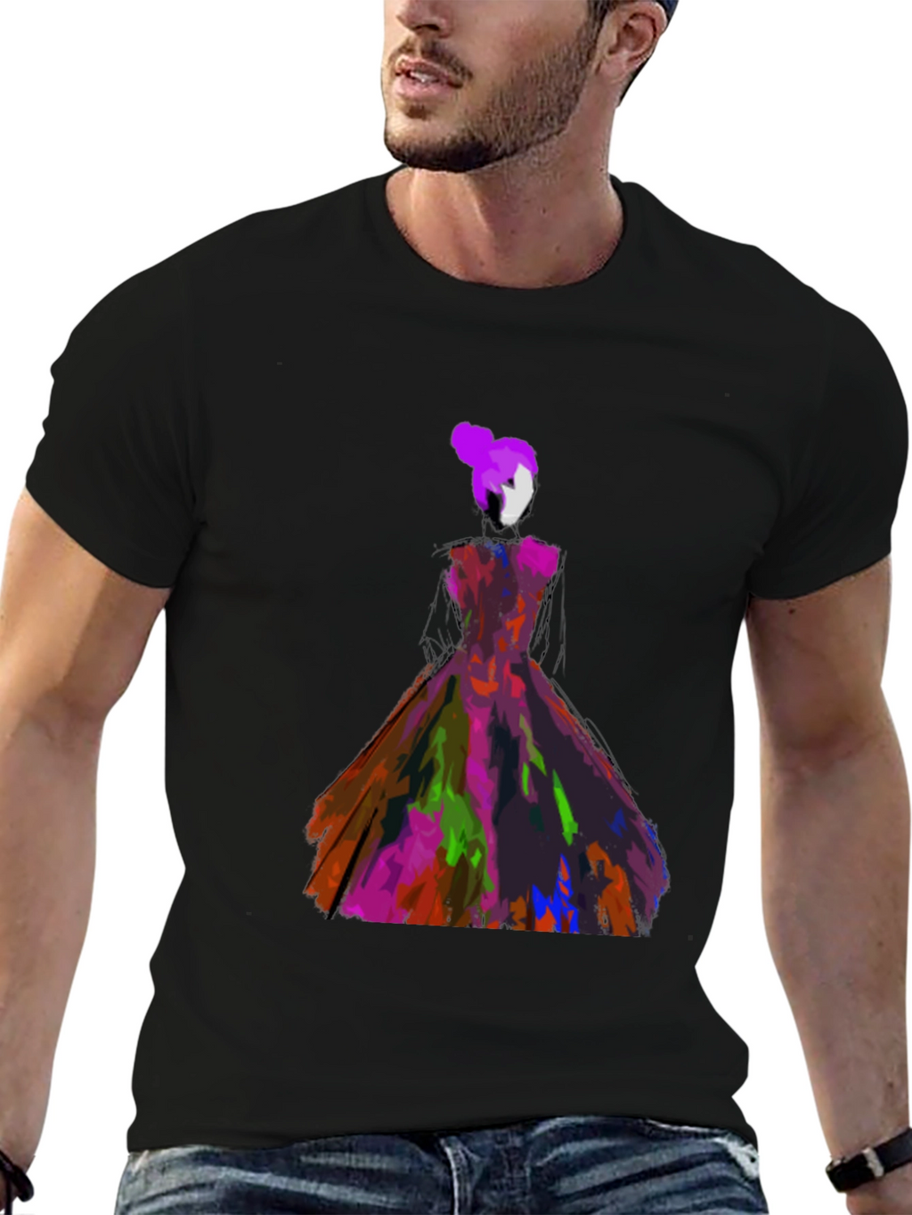 Abstract Dress Graphic Tee - Artistic Style