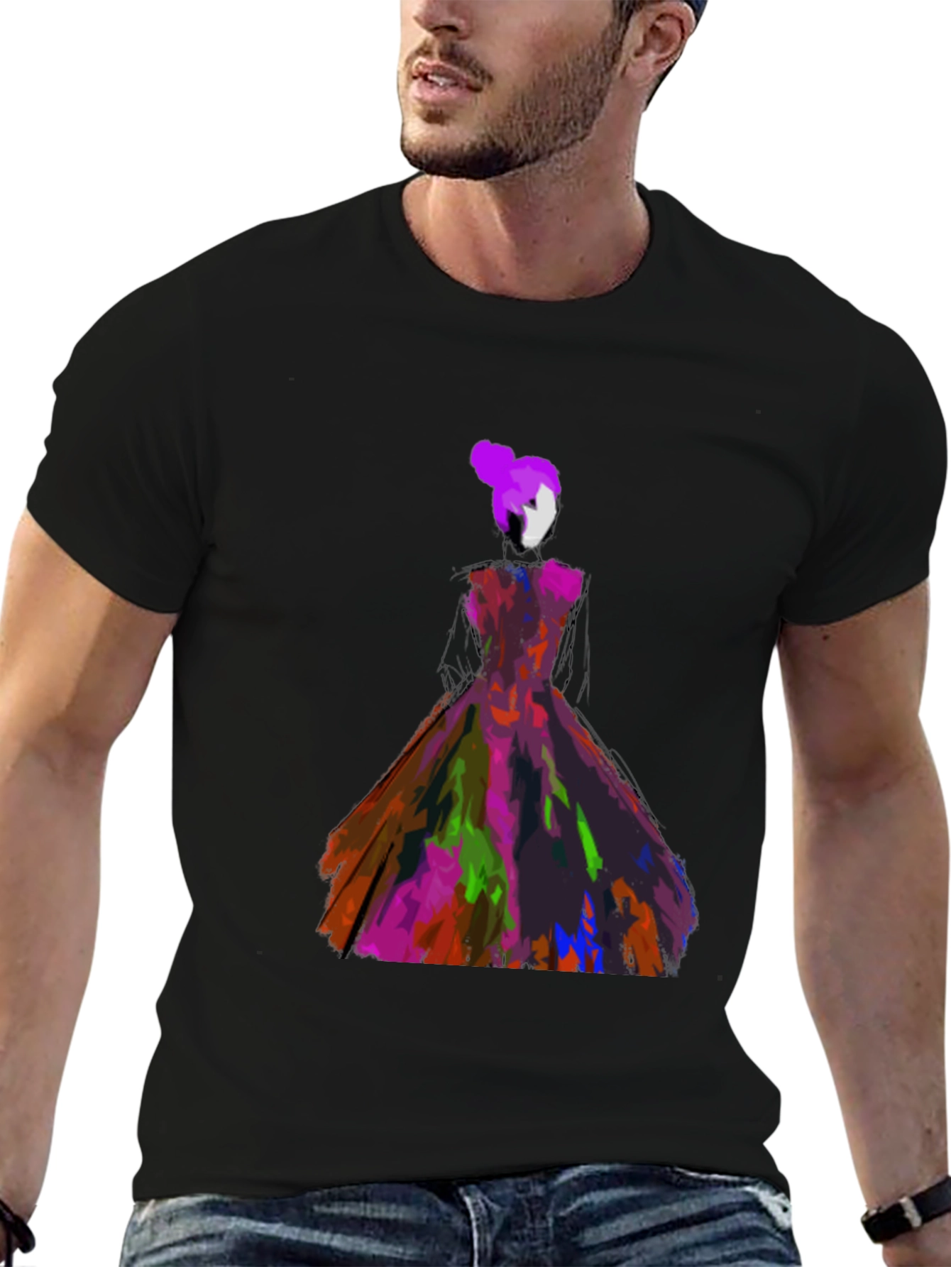 Abstract Dress Graphic Tee - Artistic Style