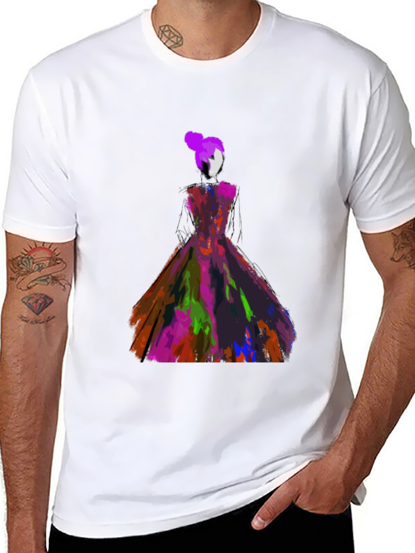 Abstract Dress Graphic Tee - Artistic Style