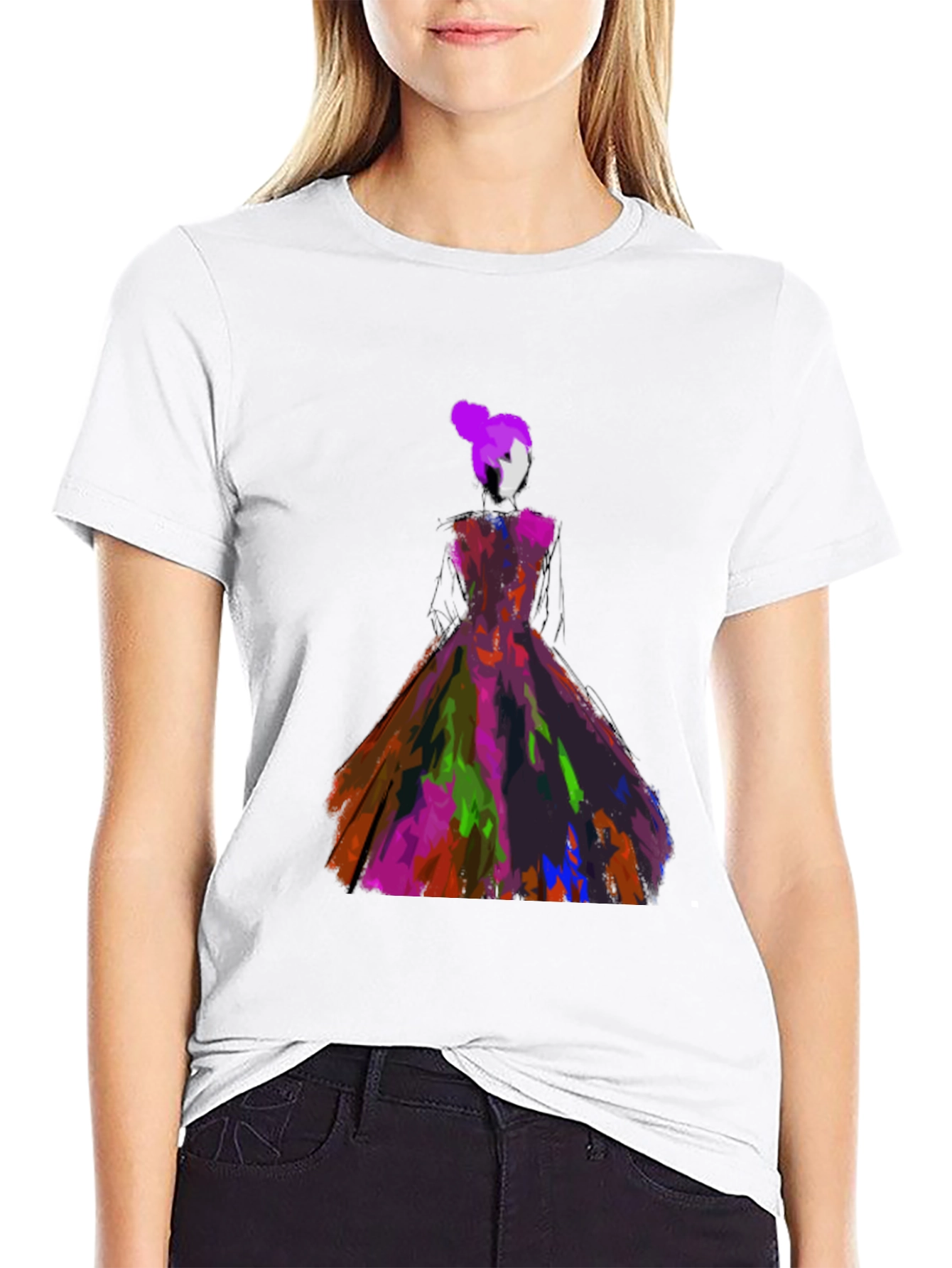 Abstract Dress Graphic Tee - Artistic Style