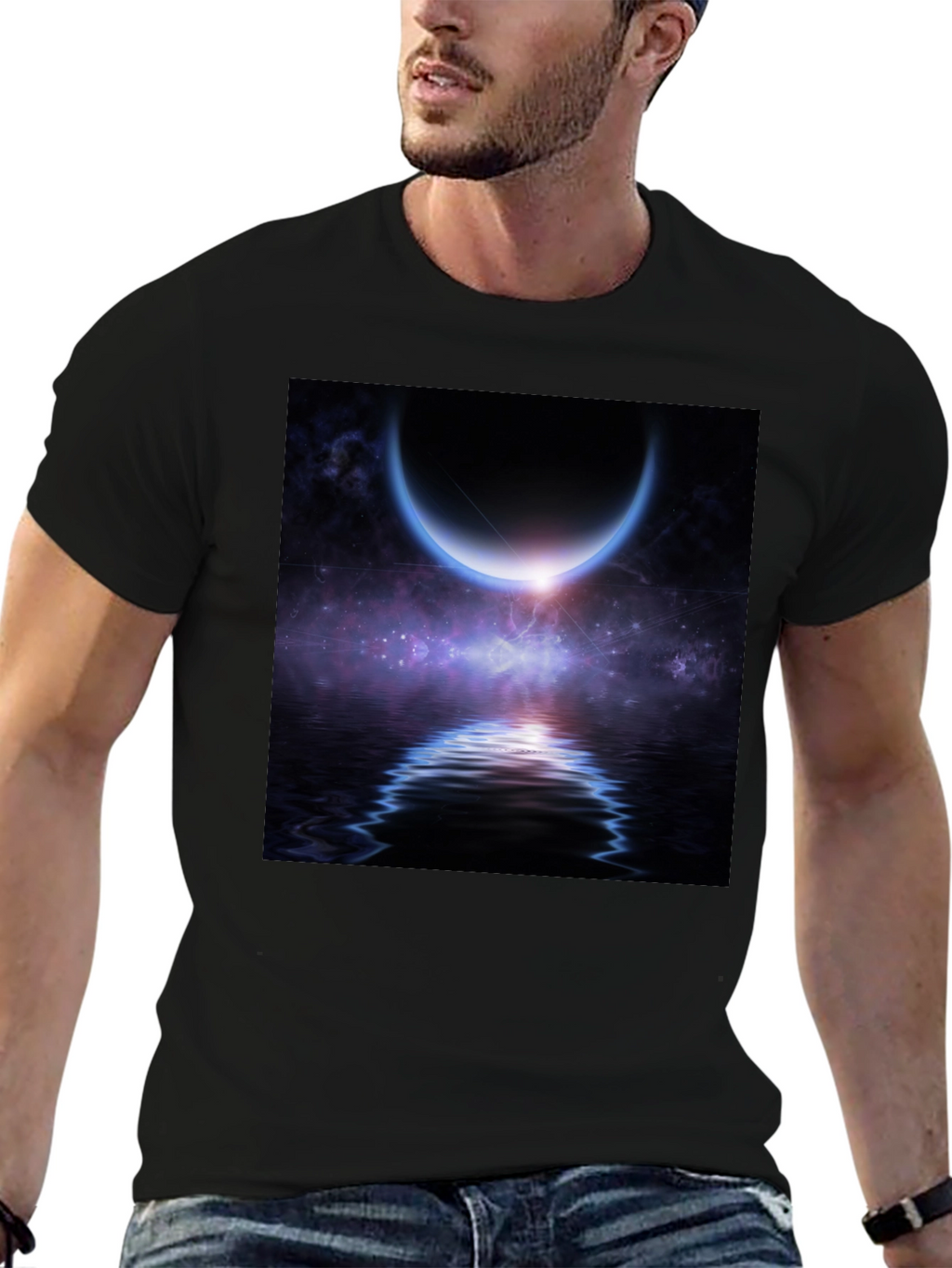 Cosmic Crescent Moon T-Shirt
