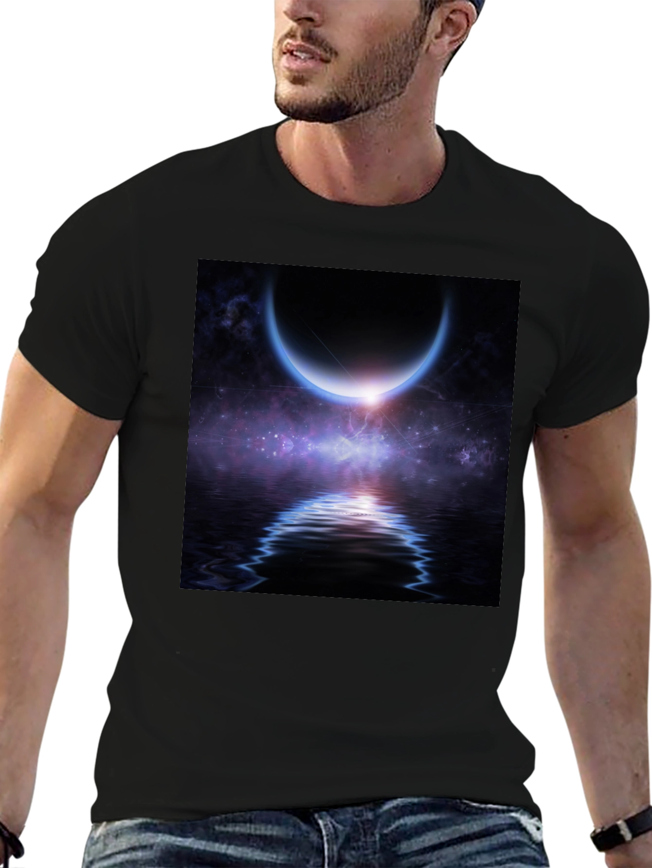 Cosmic Crescent Moon T-Shirt