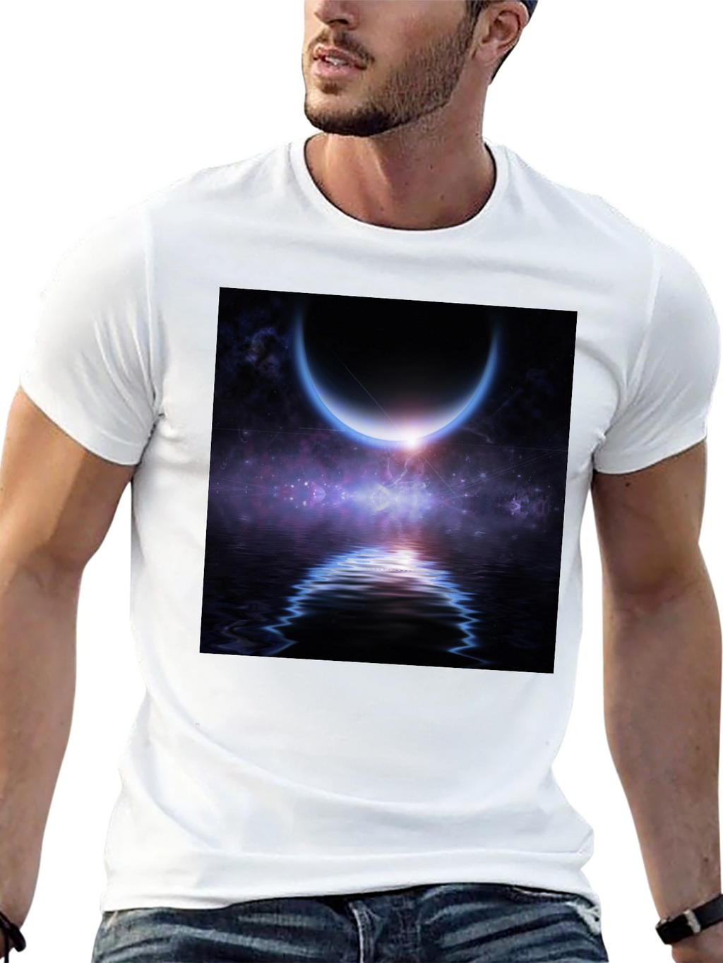 Cosmic Crescent Moon T-Shirt