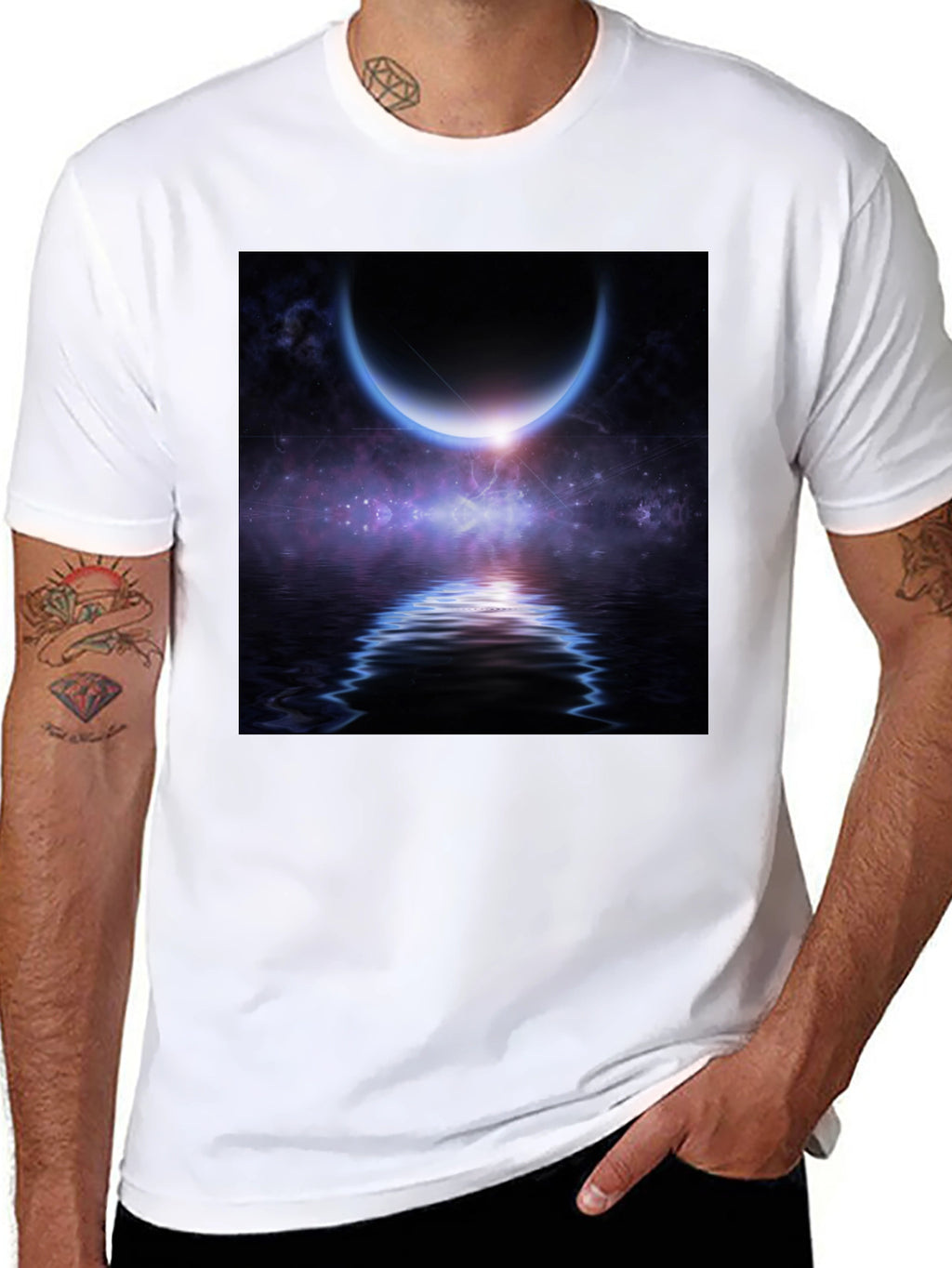 Cosmic Crescent Moon T-Shirt