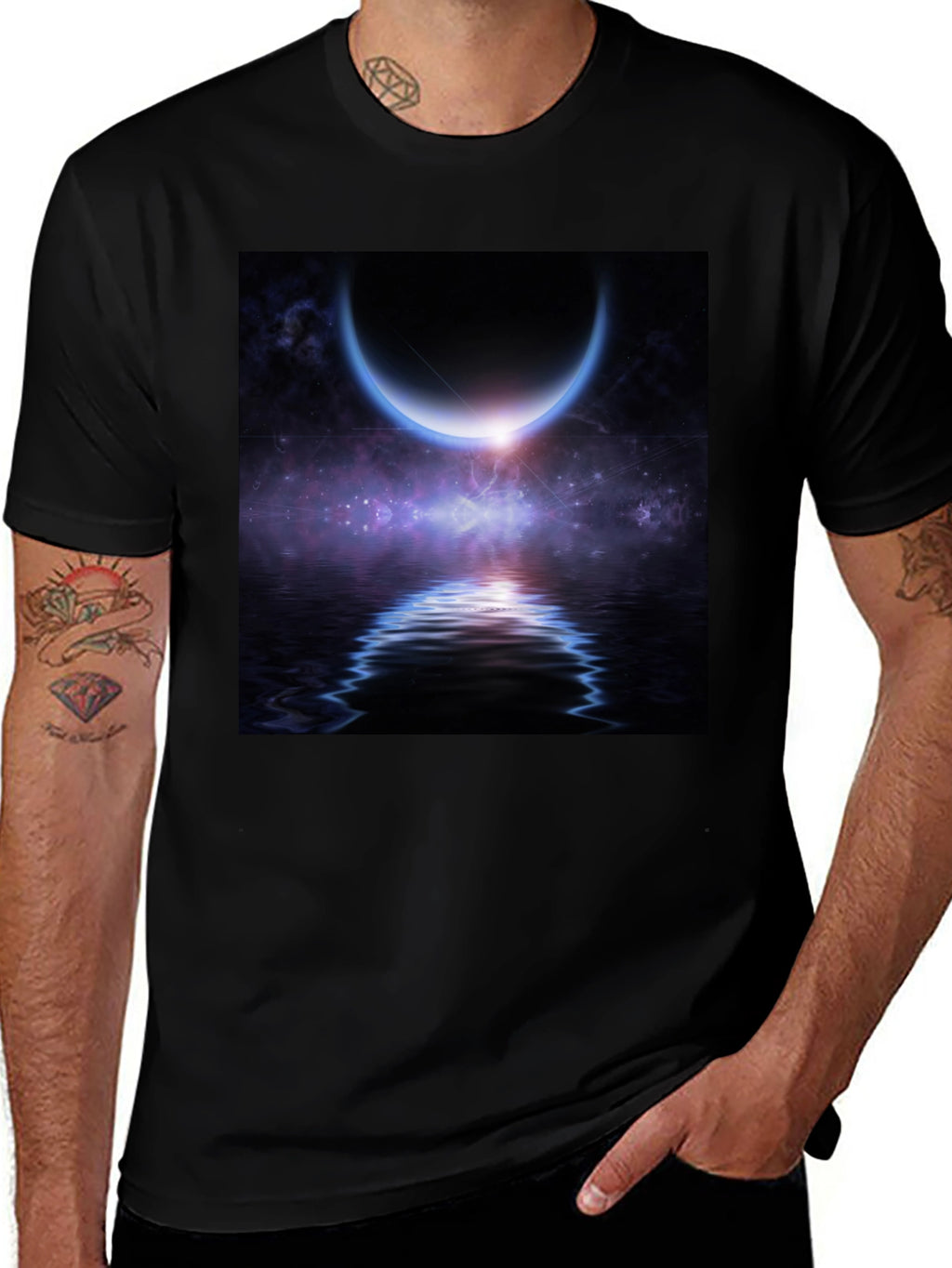 Cosmic Crescent Moon T-Shirt