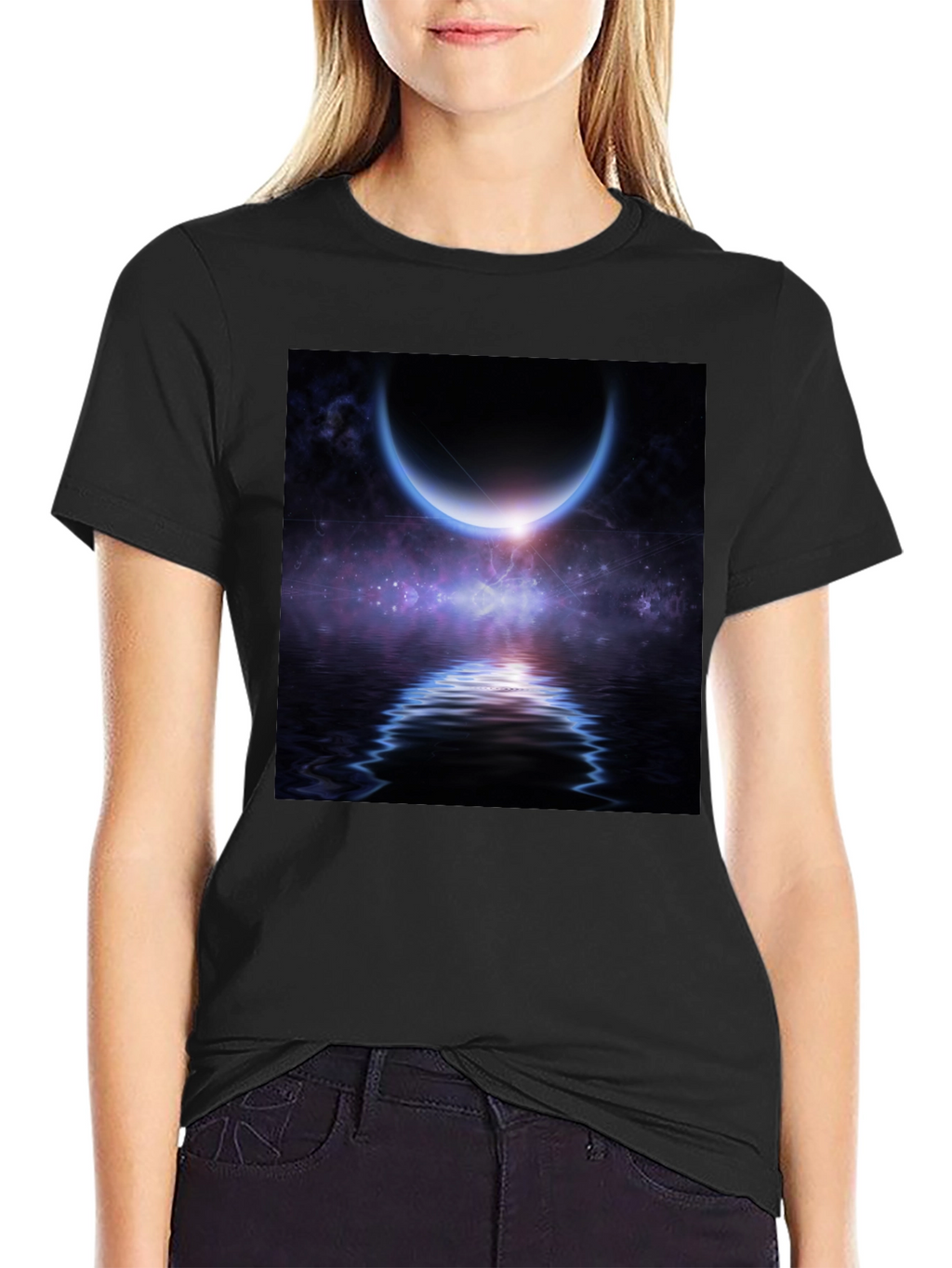 Cosmic Crescent Moon T-Shirt
