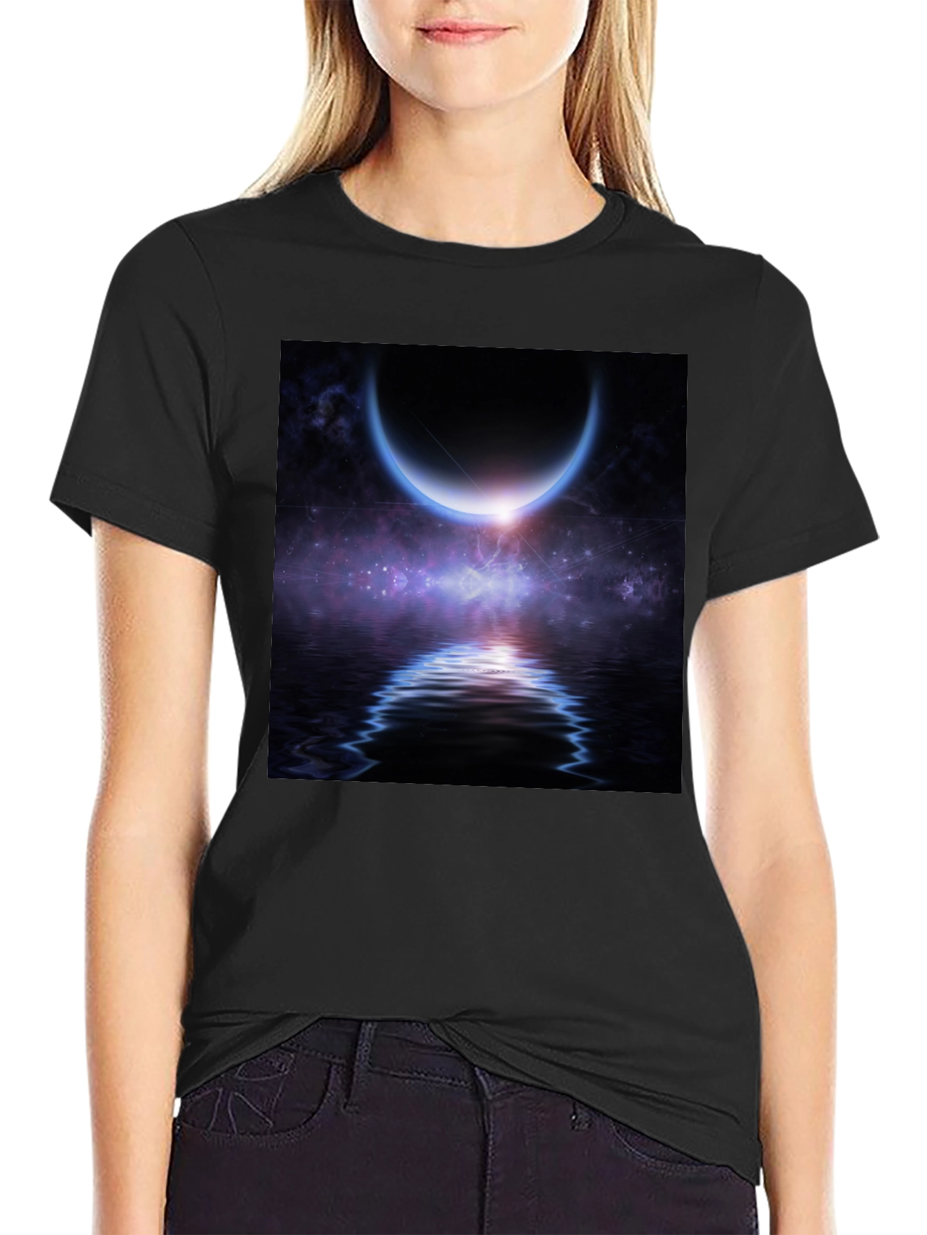 Cosmic Crescent Moon T-Shirt