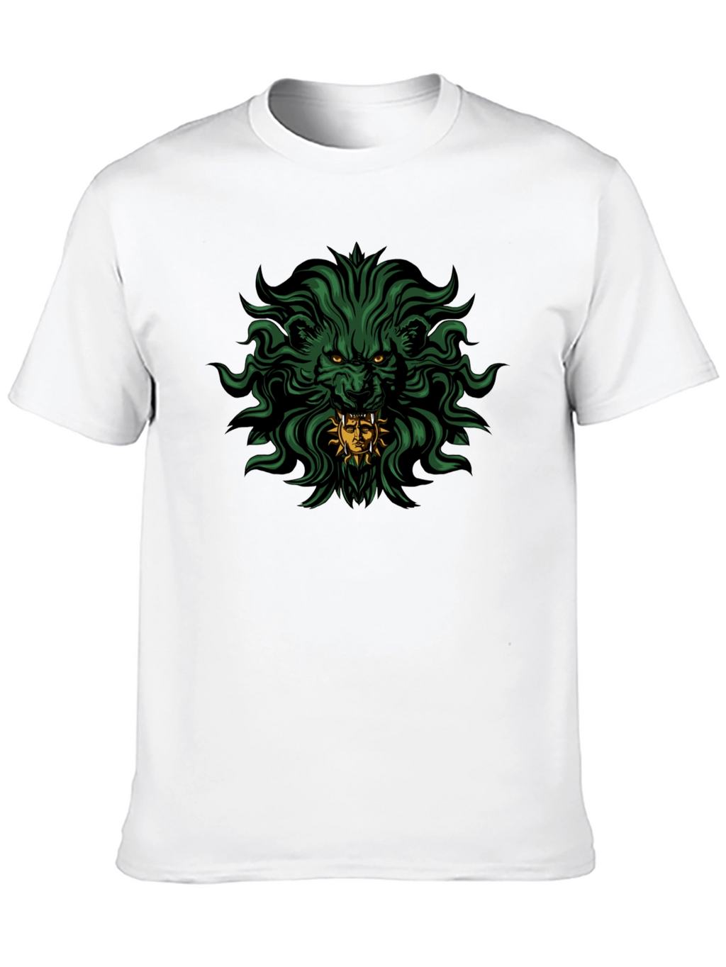 Mens Black T-Shirt with Lion Graphic Print