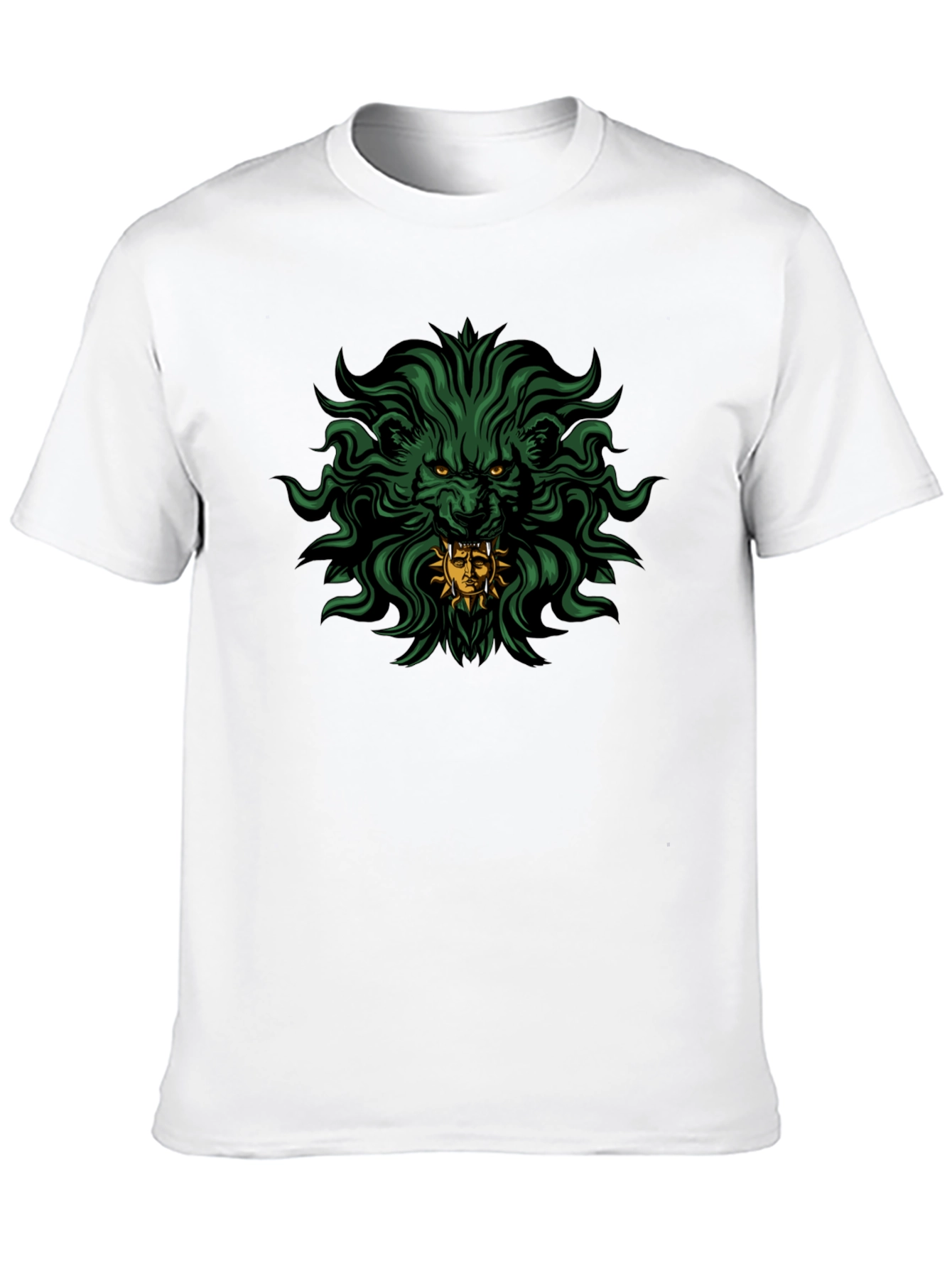 Mens Black T-Shirt with Lion Graphic Print