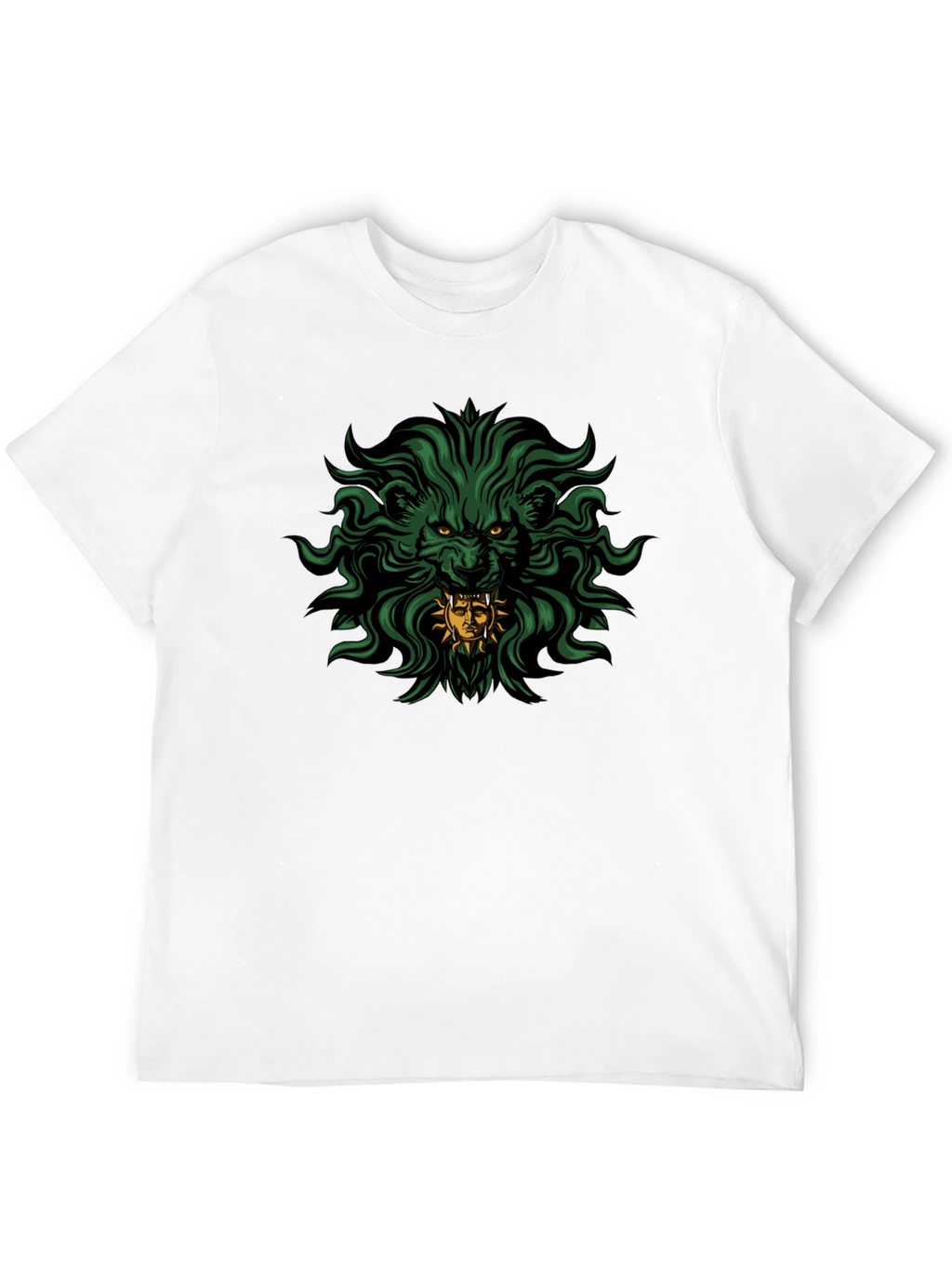 Mens Black T-Shirt with Lion Graphic Print