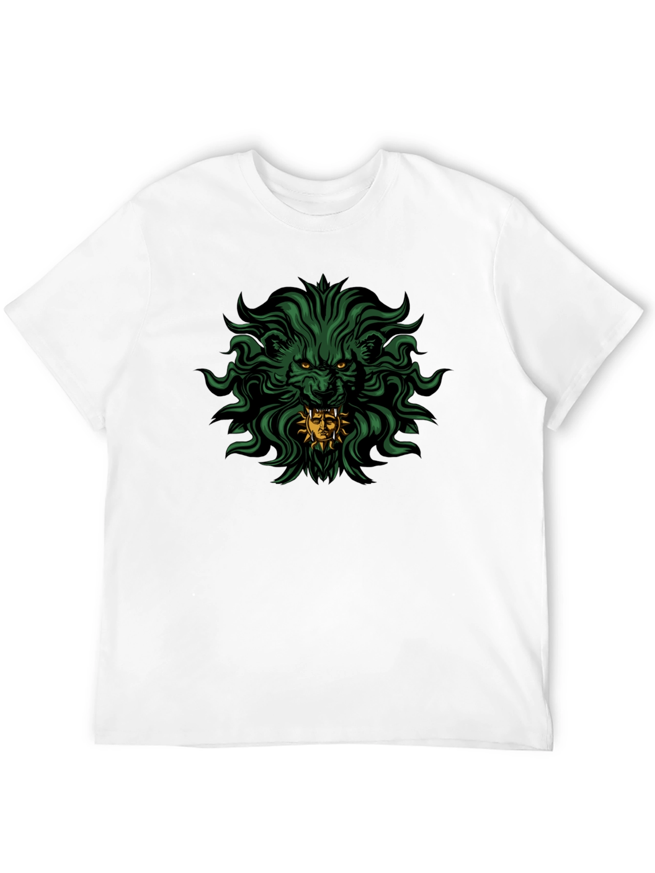 Mens Black T-Shirt with Lion Graphic Print