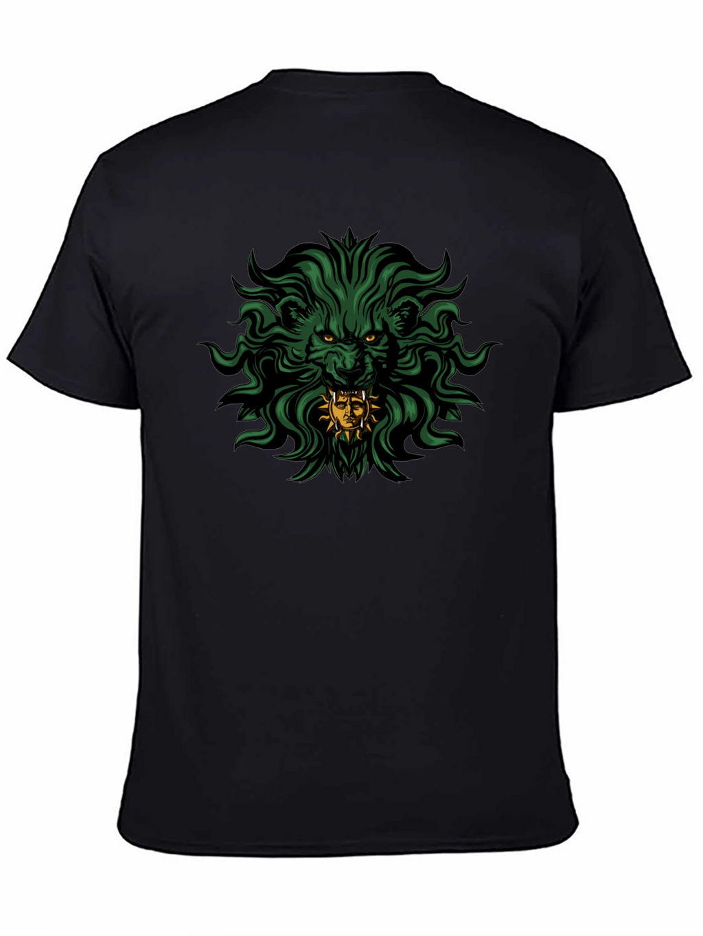 Mens Black T-Shirt with Lion Graphic Print