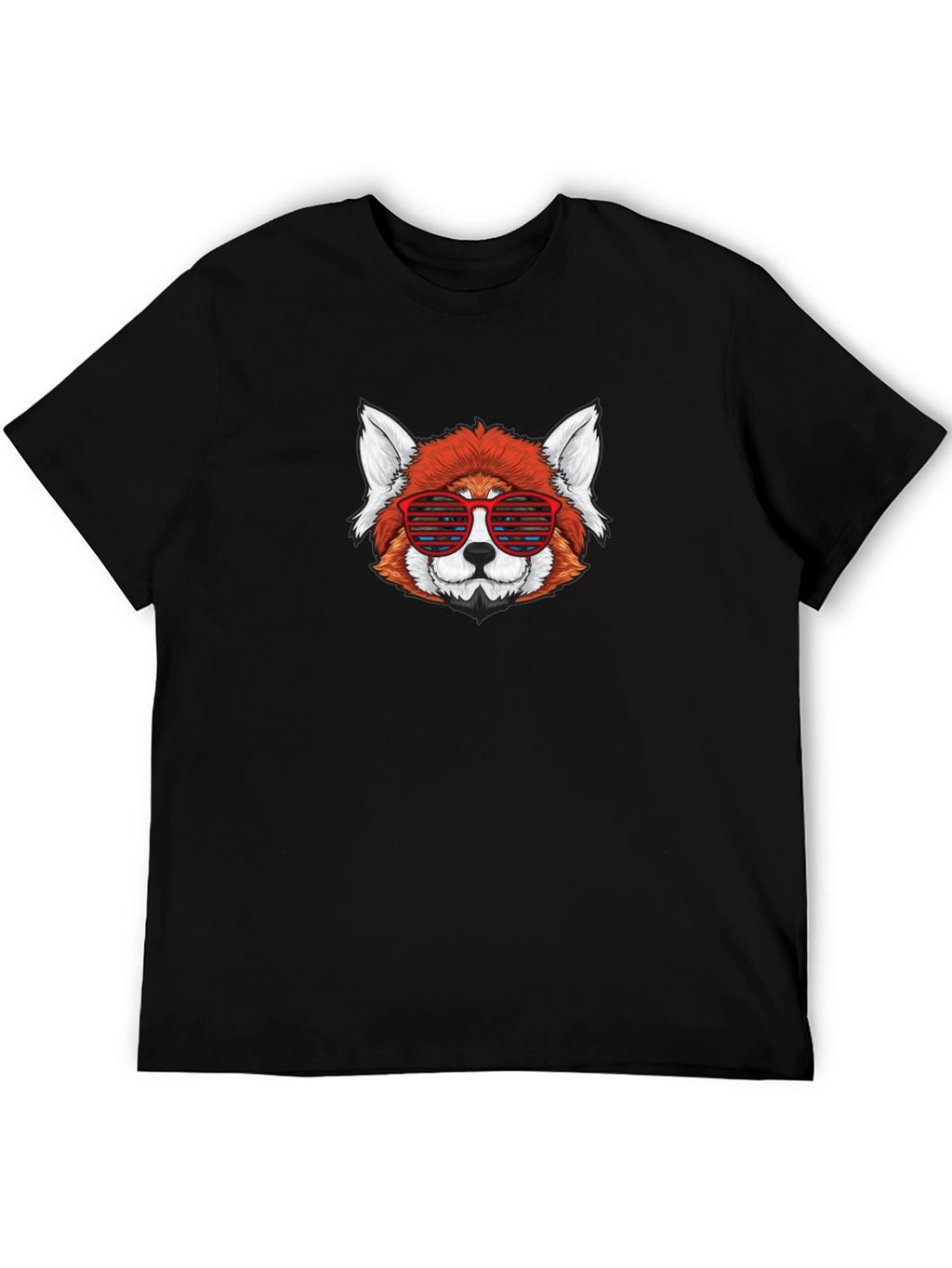 Red Panda Sunglasses Black T-Shirt