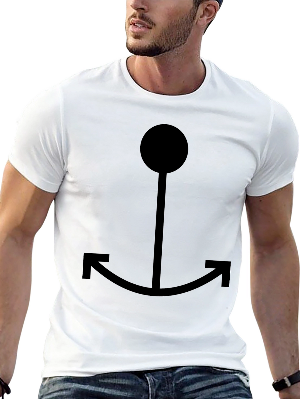 Black Anchor Graphic Tee - Casual Style