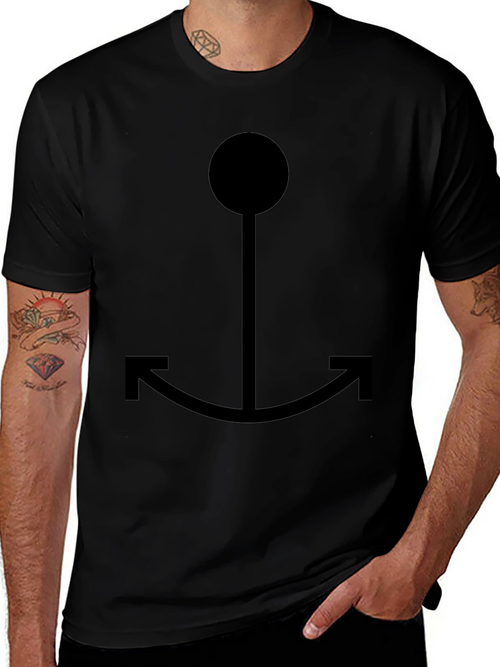 Black Anchor Graphic Tee - Casual Style