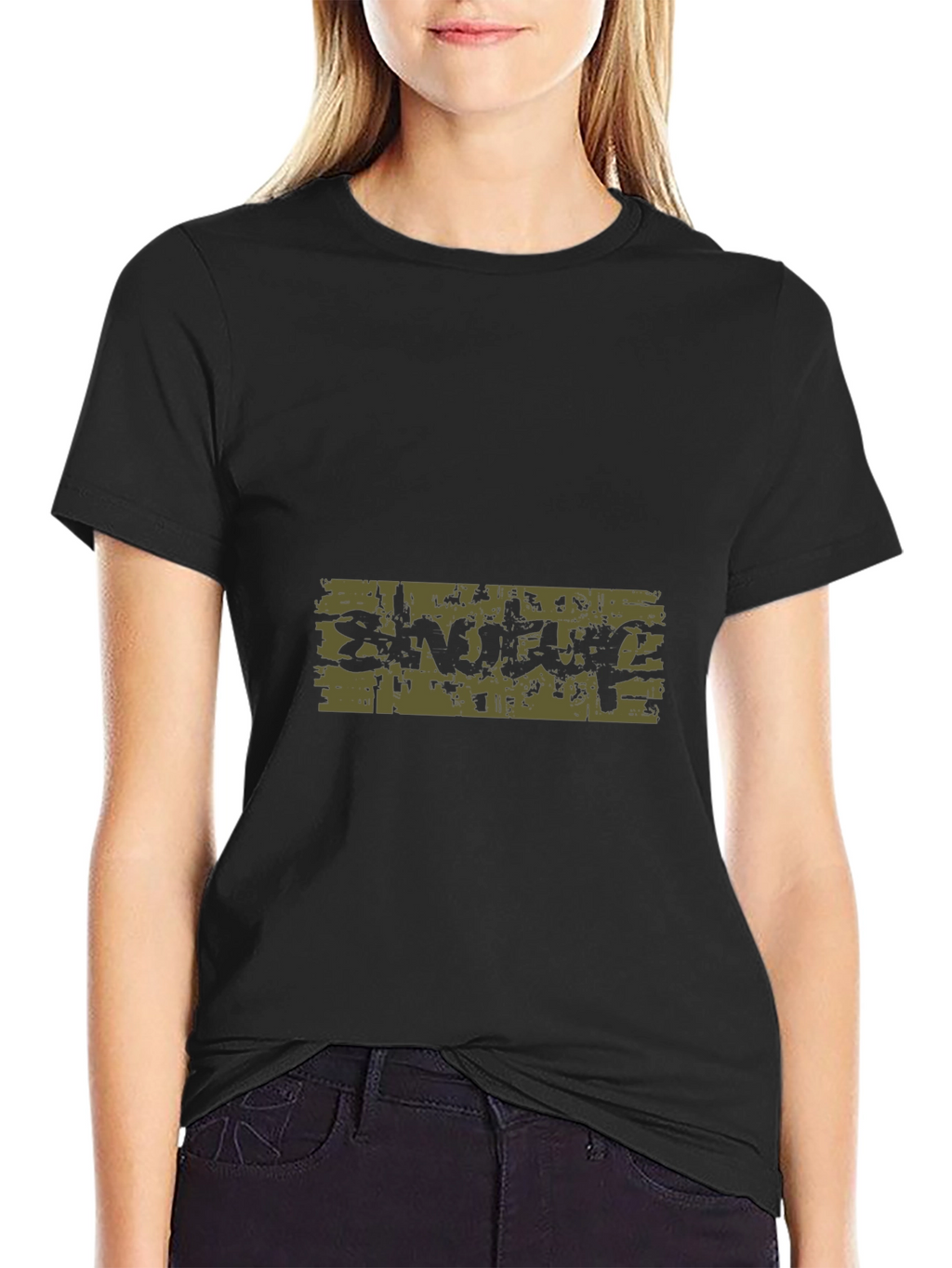 Graphic Print Black Tee